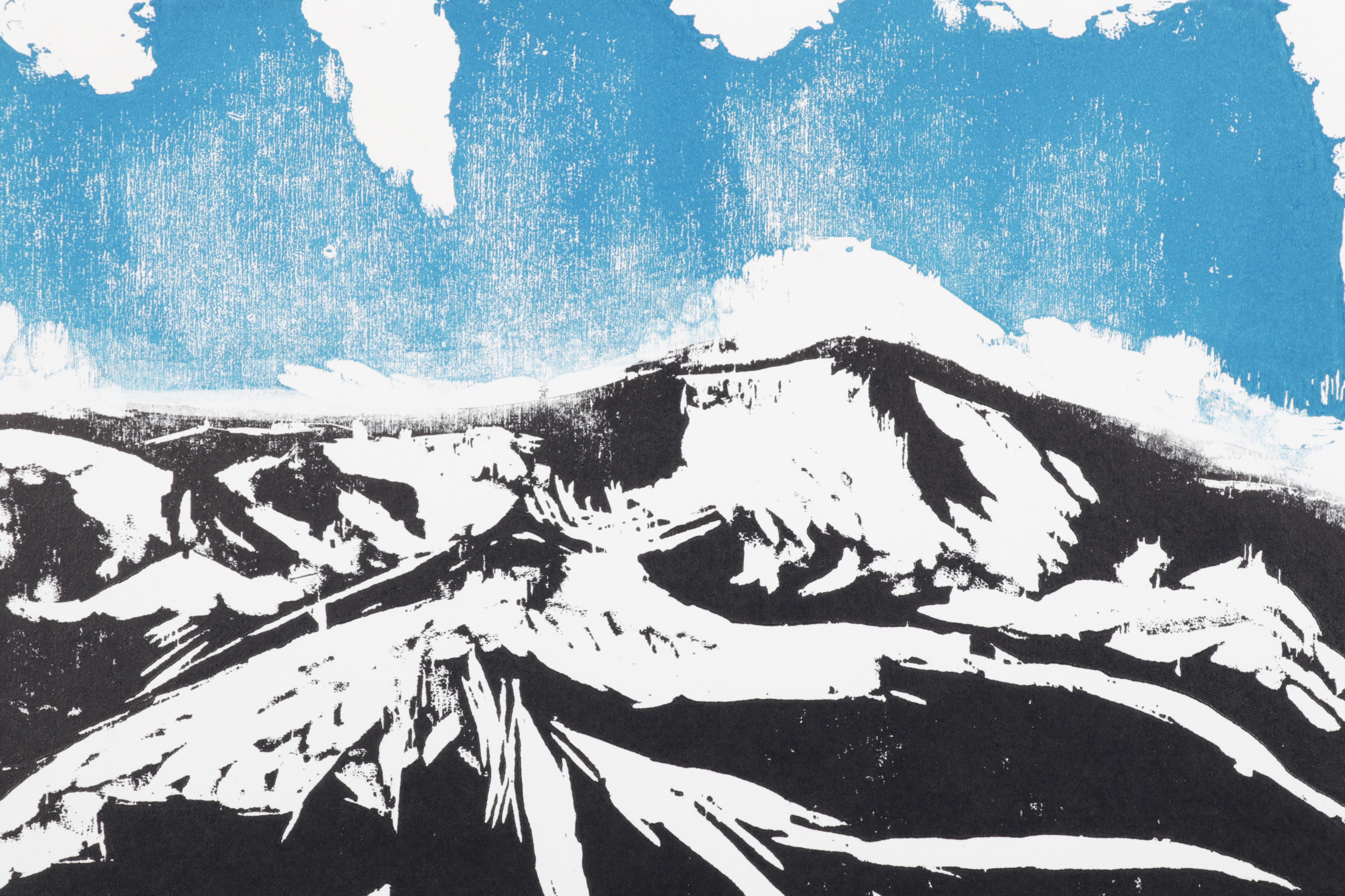 Sidney Chafetz Woodcut "Mountain Landscape," 1971