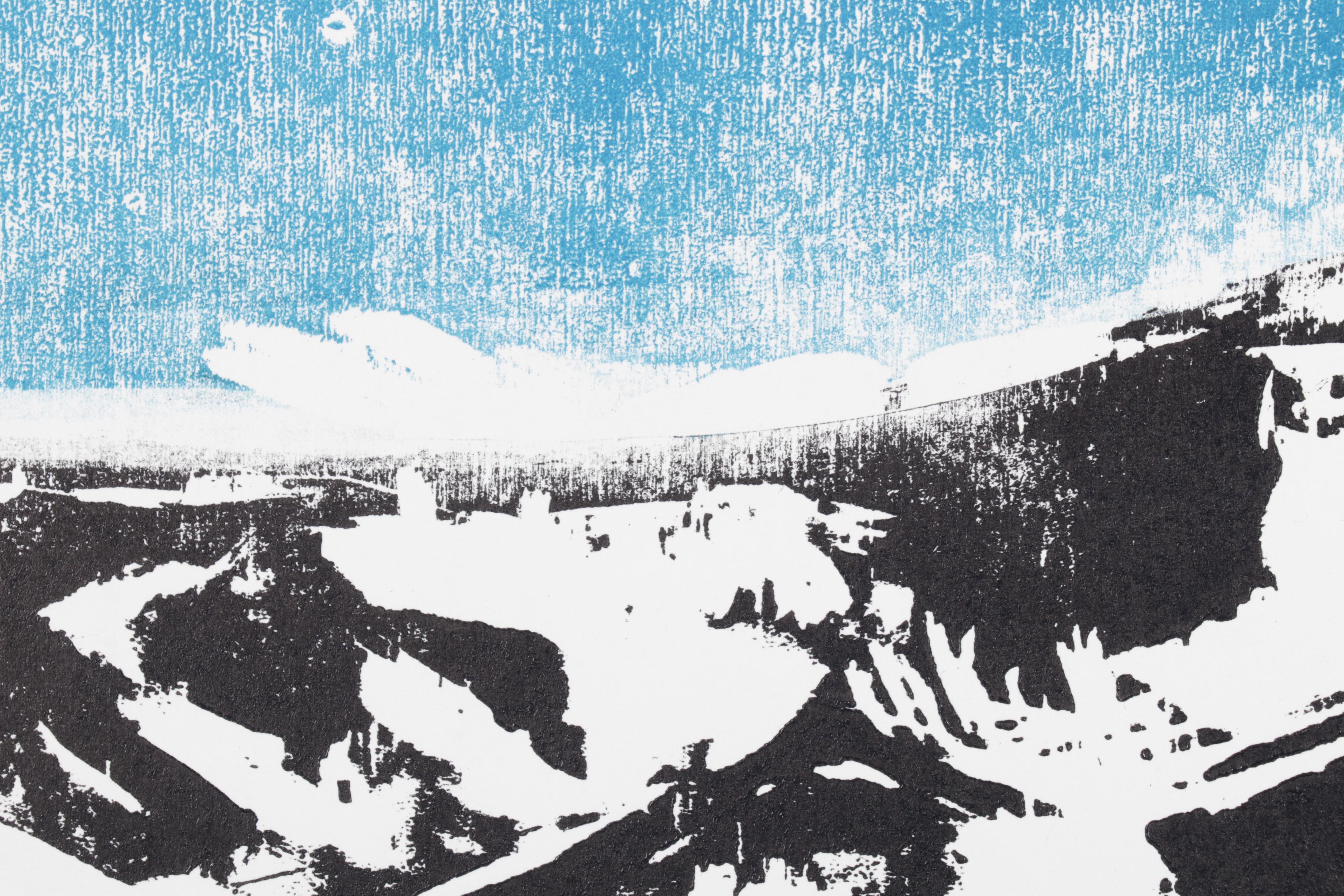 Sidney Chafetz Woodcut "Mountain Landscape," 1971