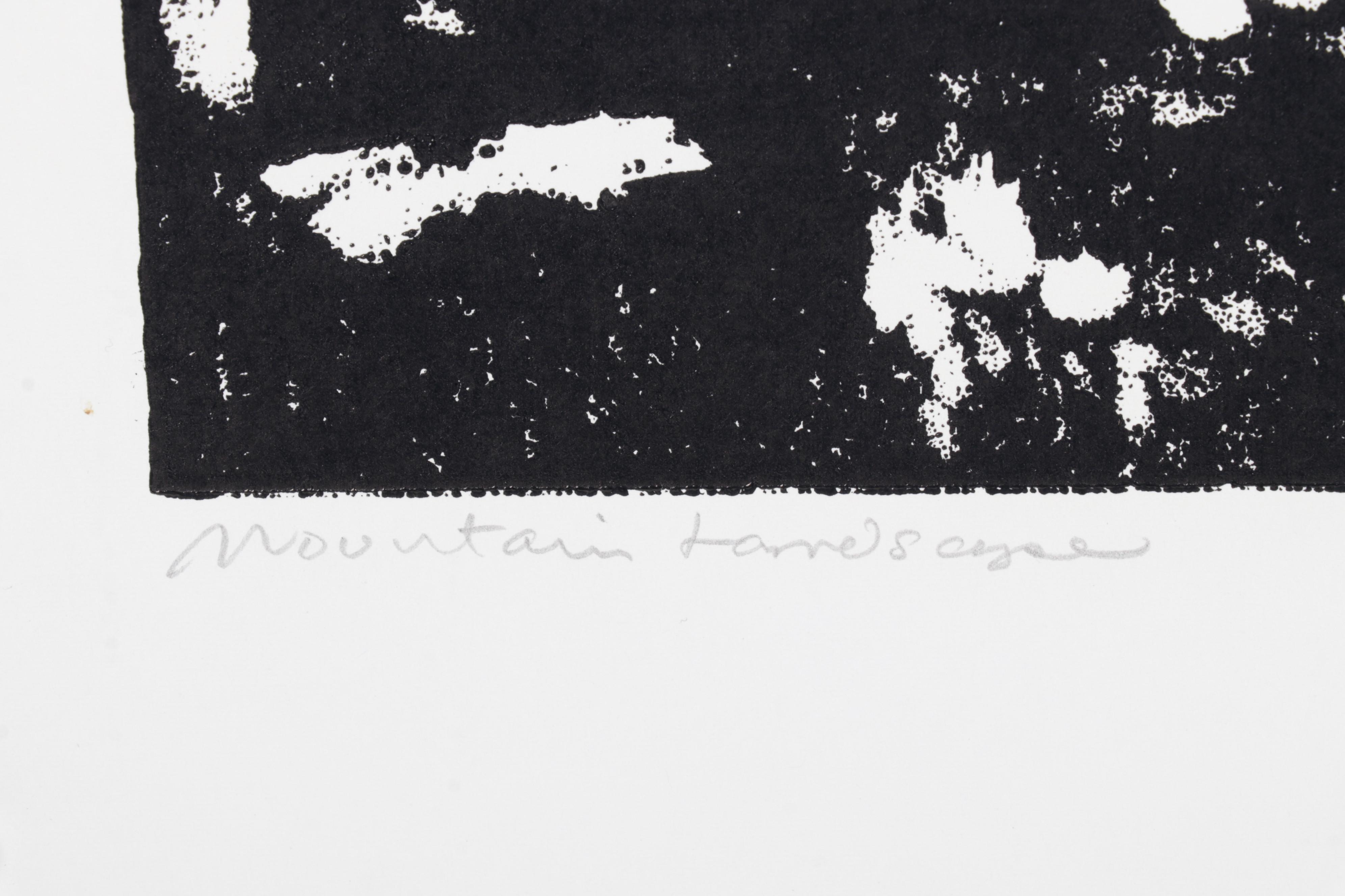 Sidney Chafetz Woodcut "Mountain Landscape," 1971