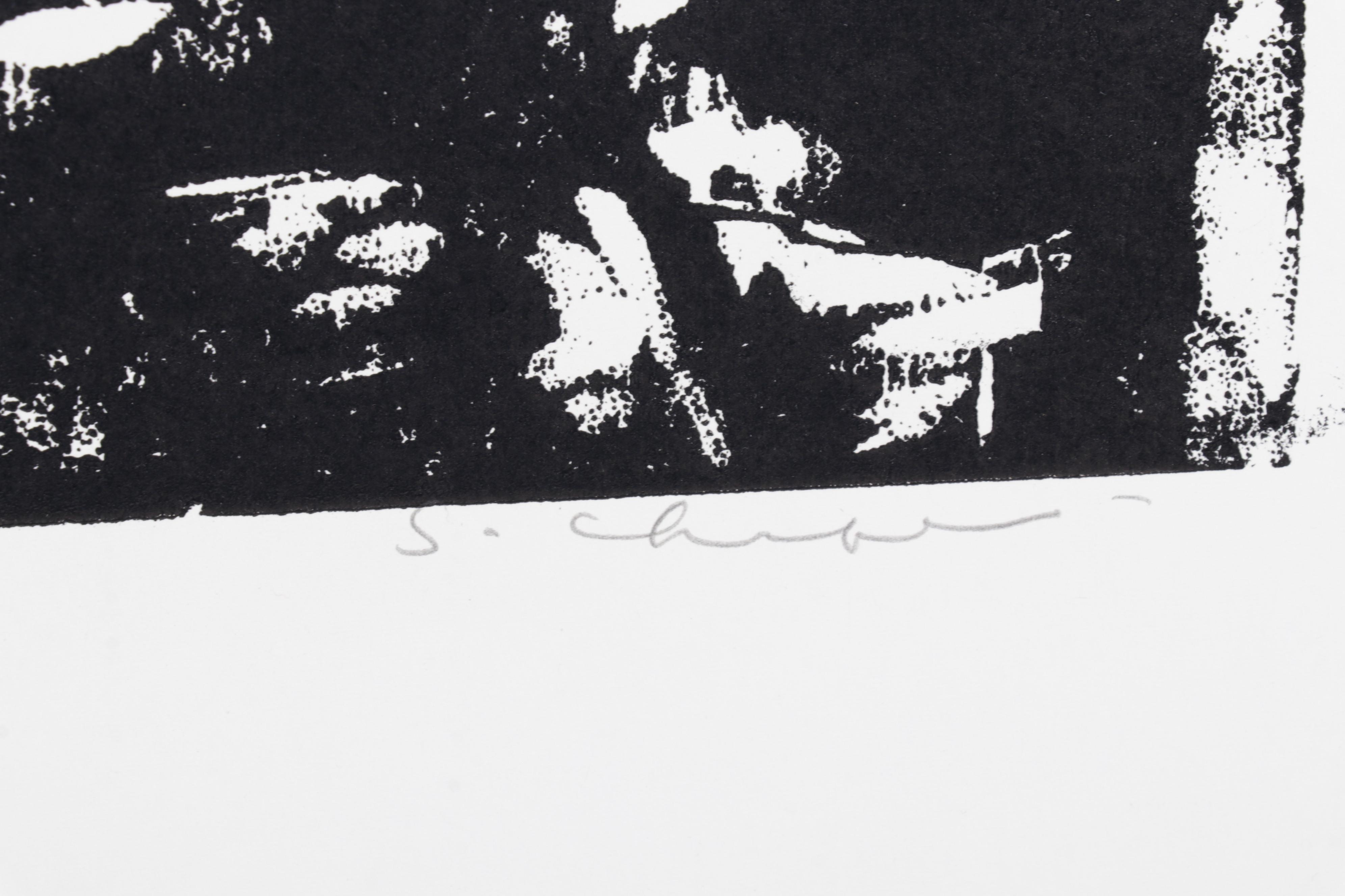 Sidney Chafetz Woodcut "Mountain Landscape," 1971