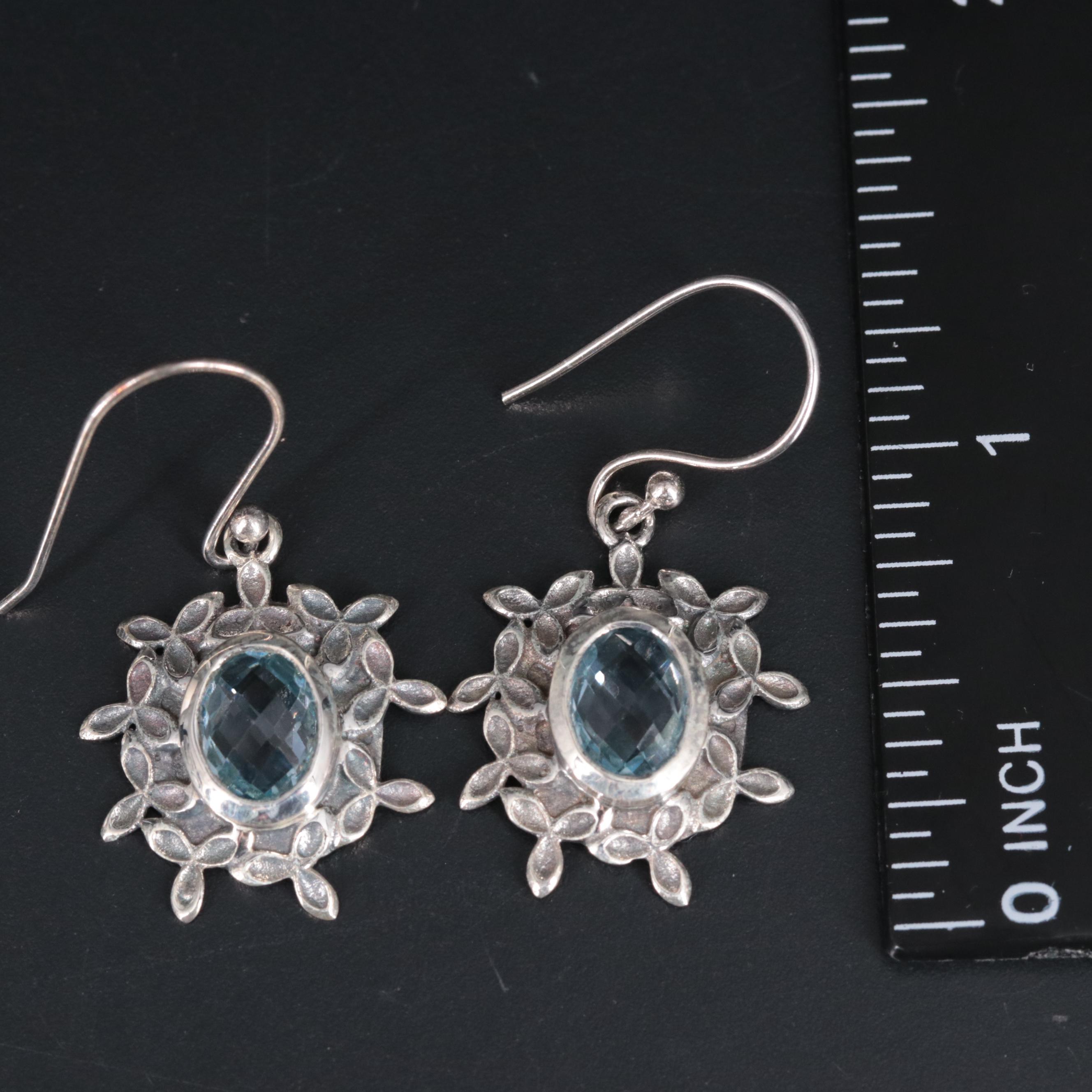 Sterling Silver Gemstone Drop Earrings