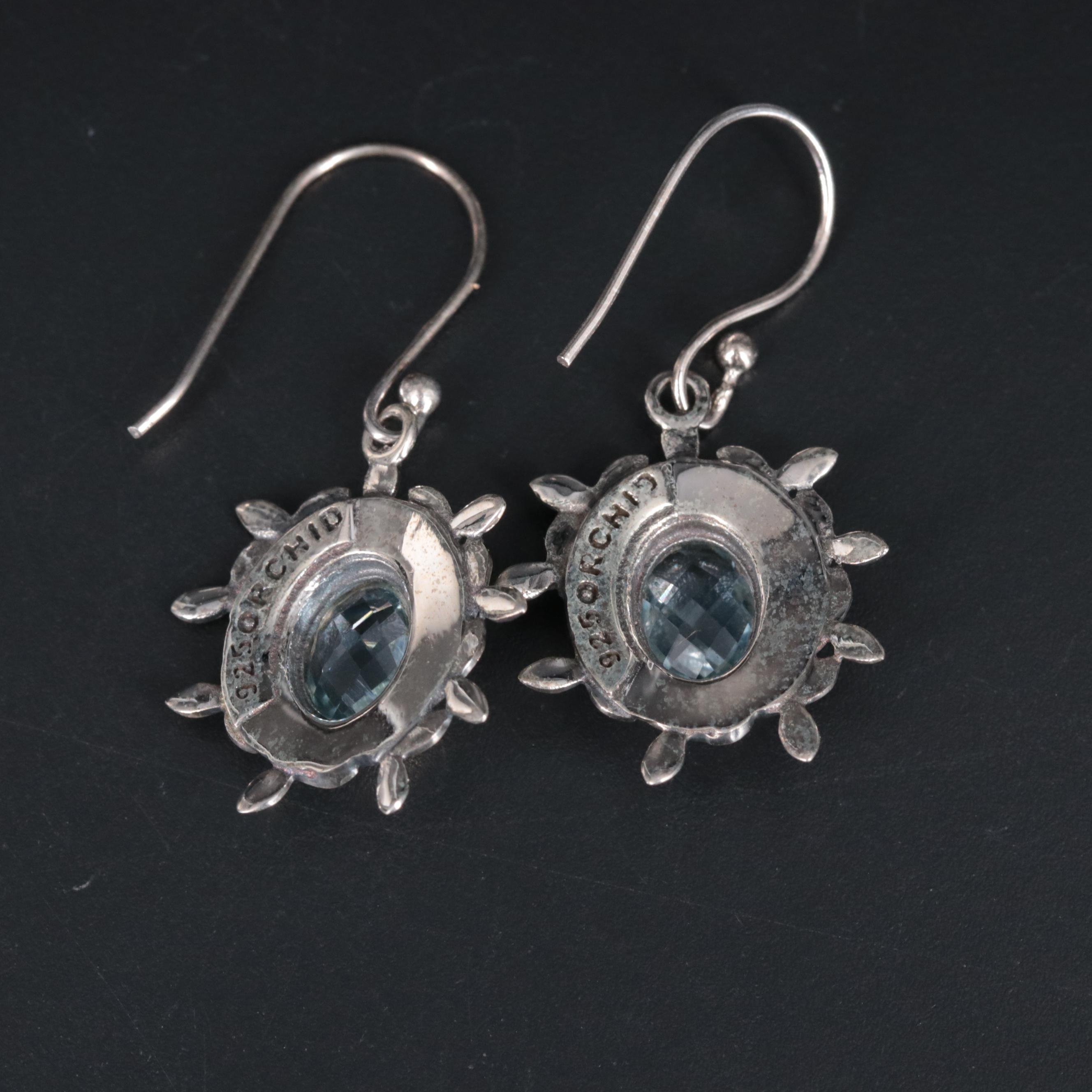 Sterling Silver Gemstone Drop Earrings