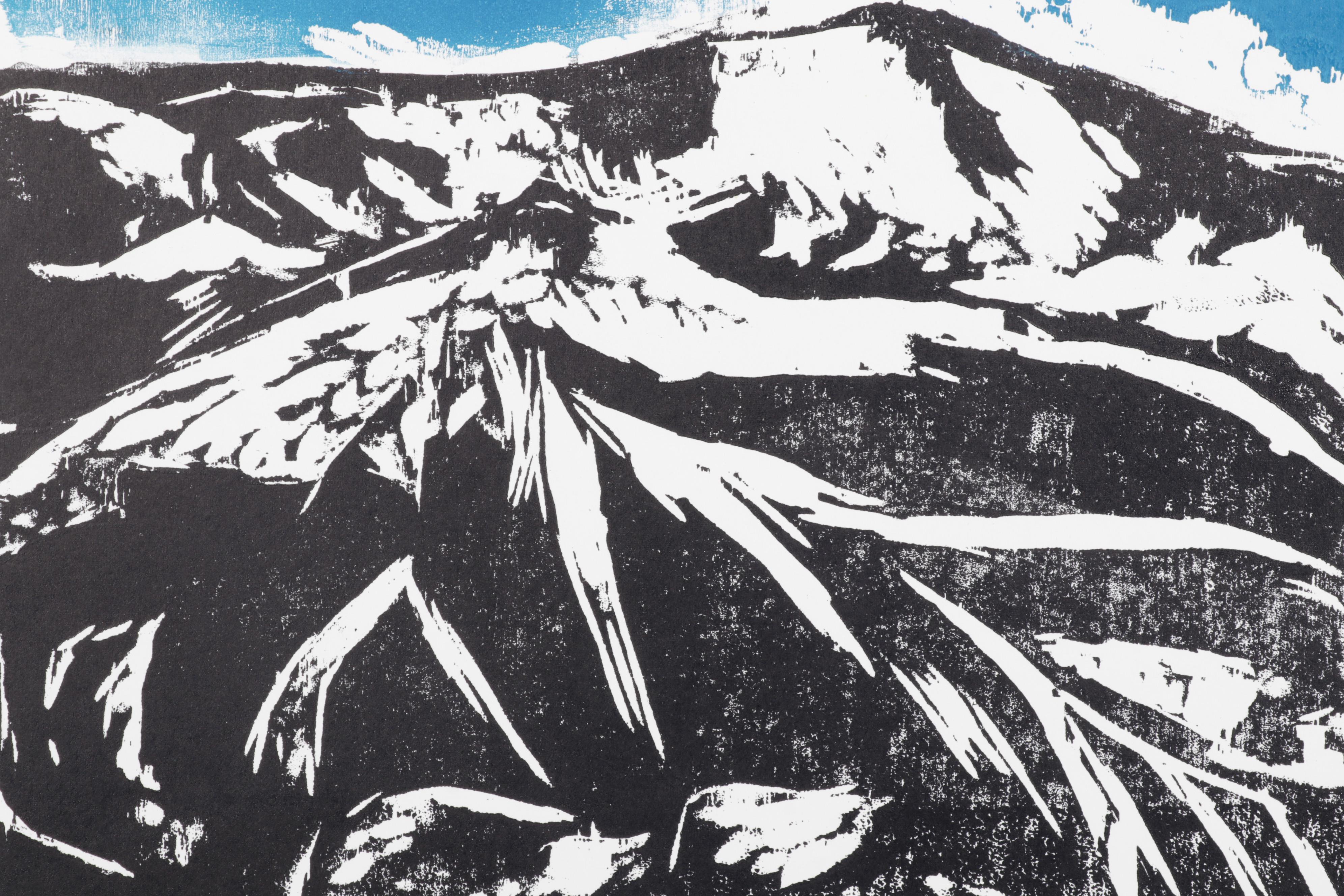 Sidney Chafetz Woodcut "Mountain Landscape," 1971