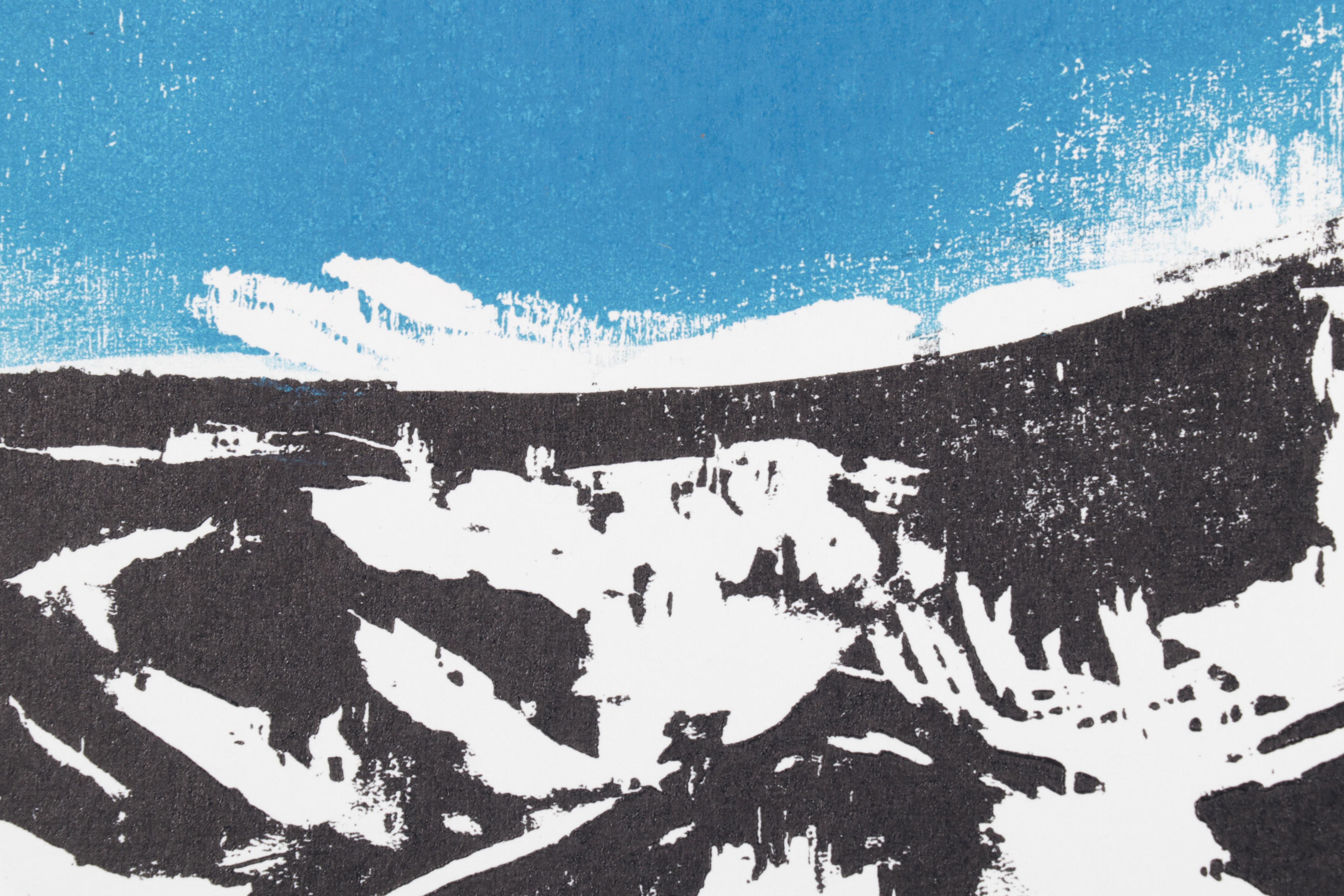 Sidney Chafetz Woodcut "Mountain Landscape," 1971
