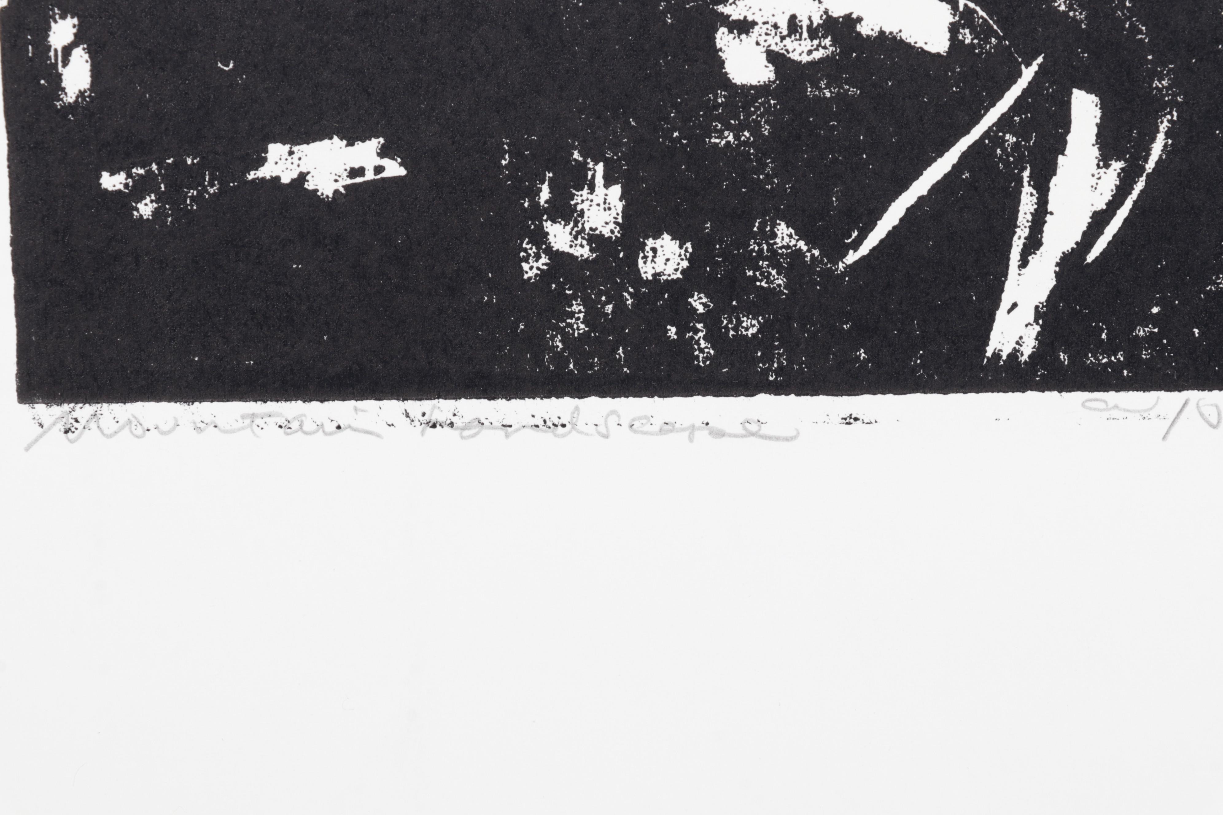 Sidney Chafetz Woodcut "Mountain Landscape," 1971