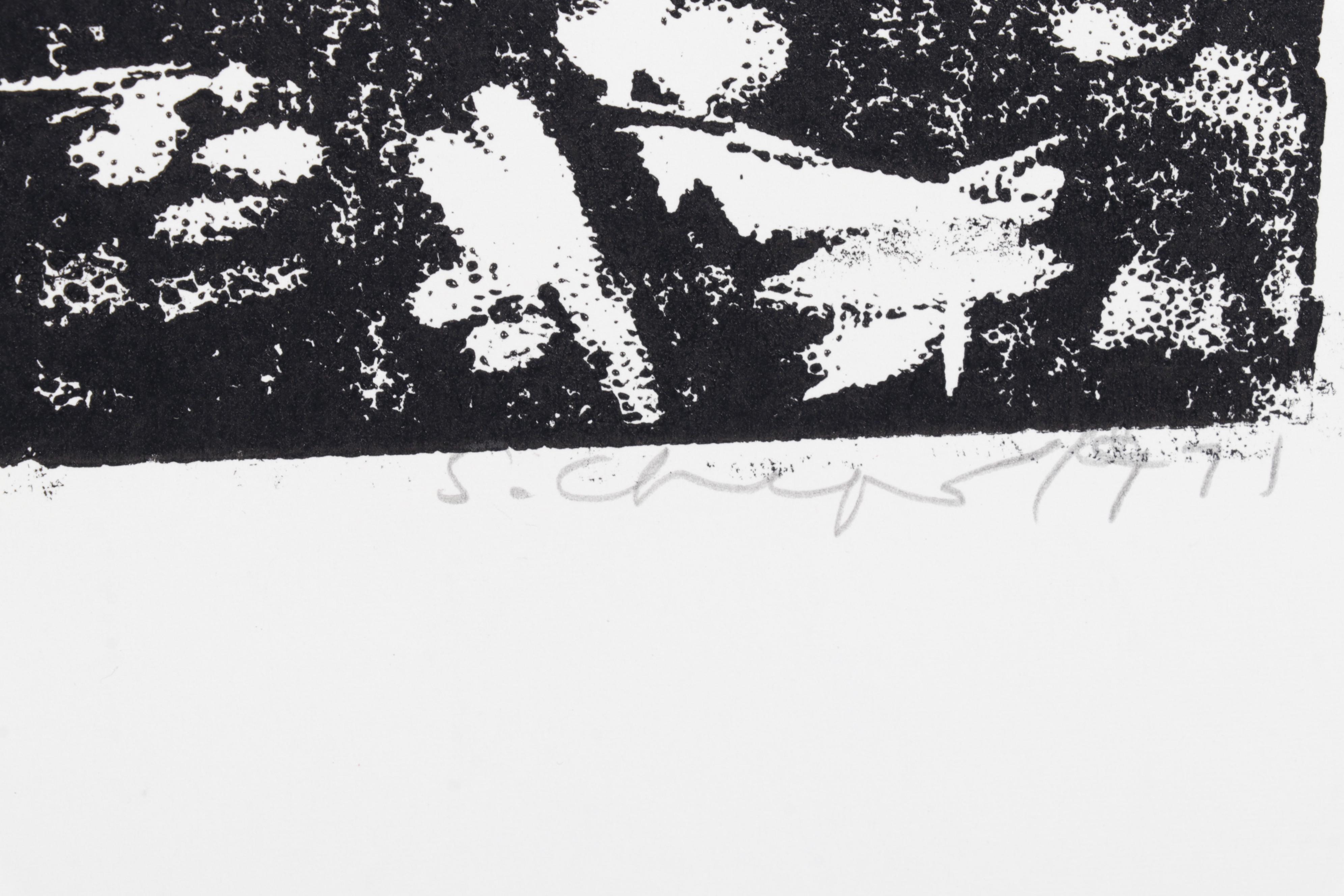 Sidney Chafetz Woodcut "Mountain Landscape," 1971