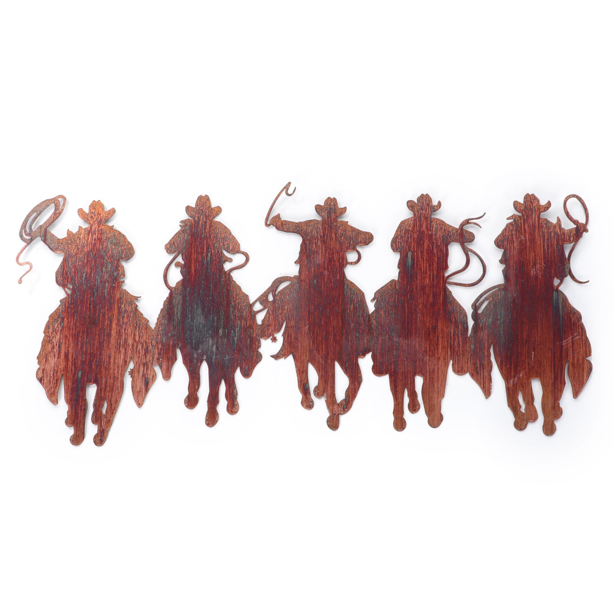 Distressed Metal Cowboy Silhouette Wall Plaque, Contemporary
