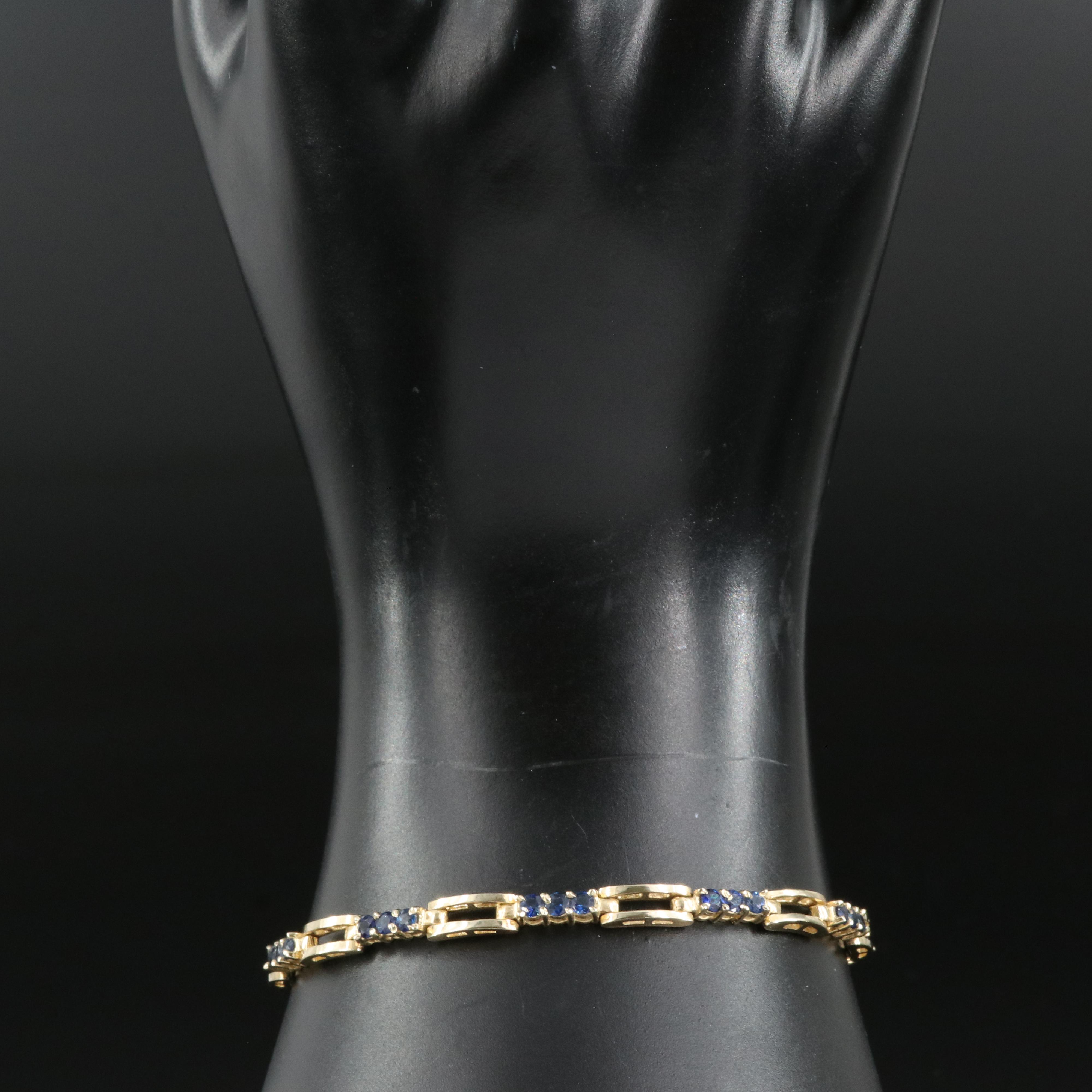 14K Sapphire Station Bracelet