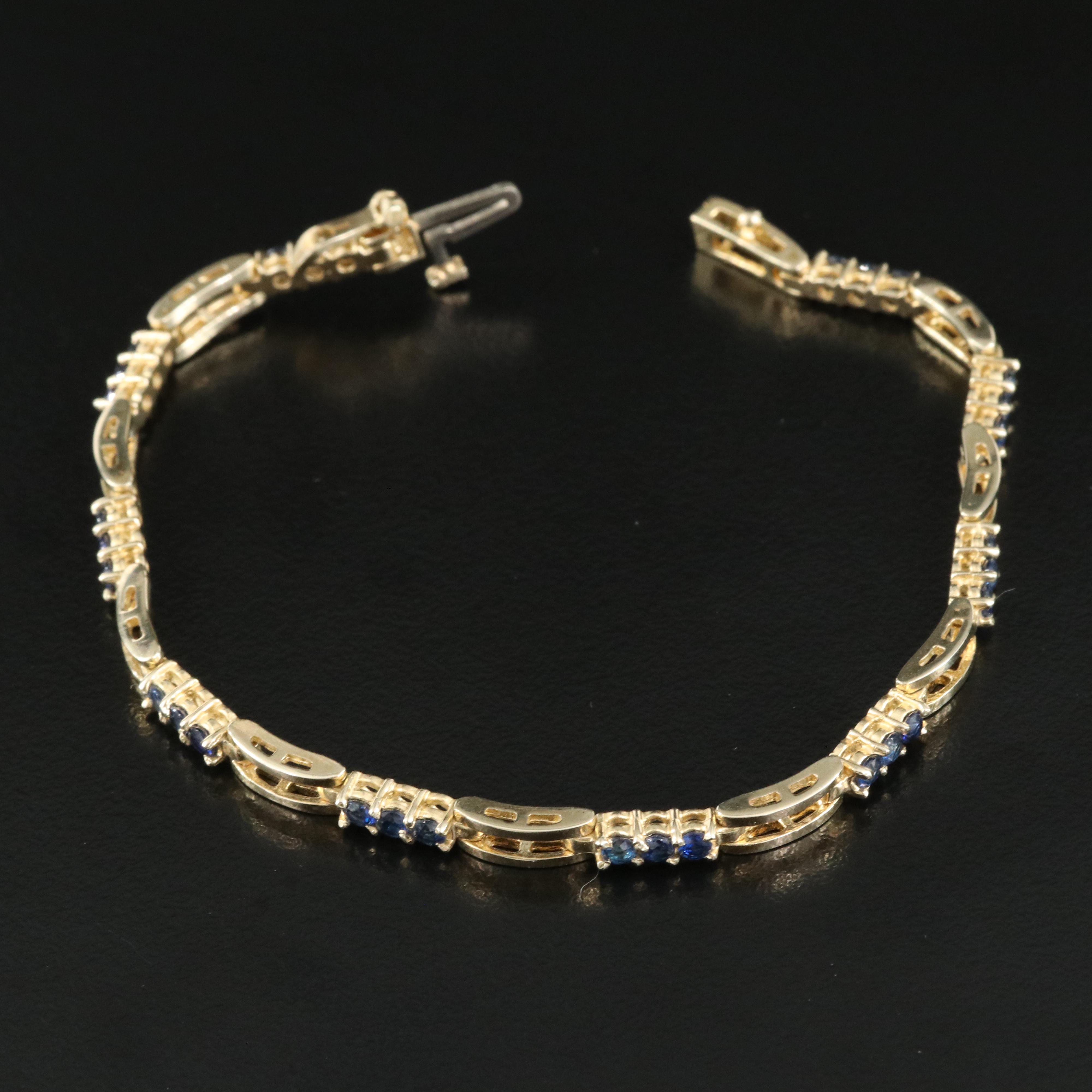 14K Sapphire Station Bracelet