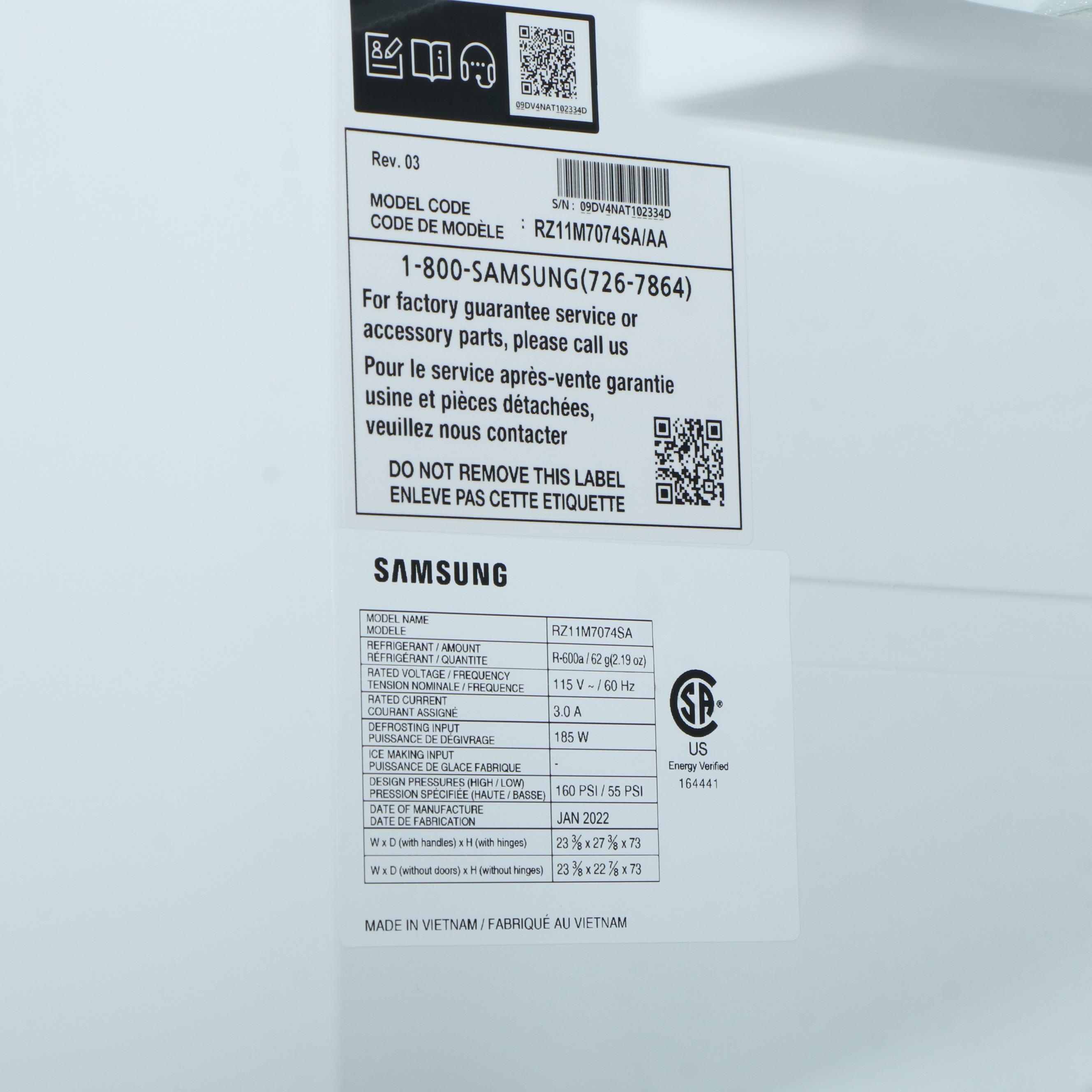 Samsung 11.4 Cu. Ft. Stainless Steel Convertible Upright Freezer