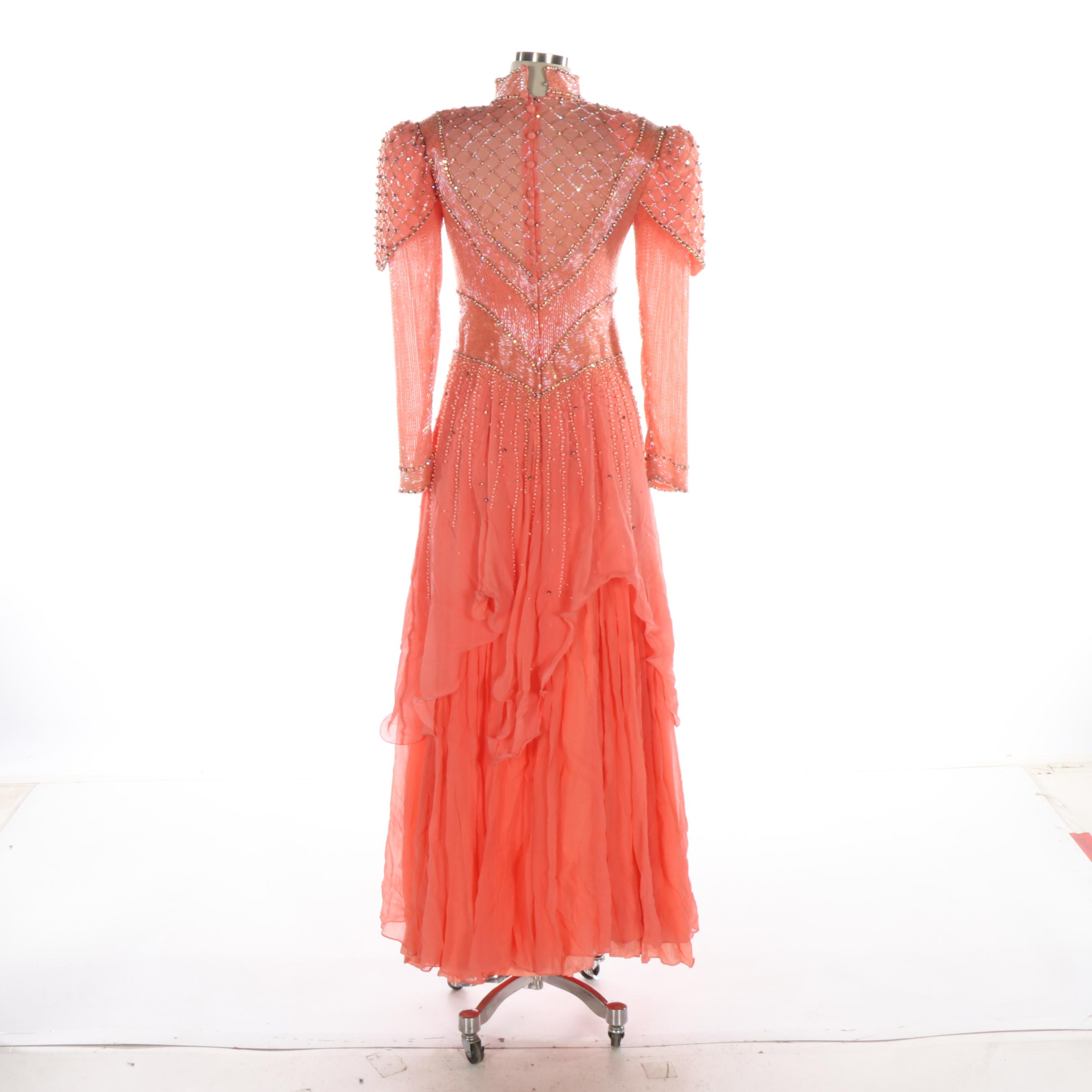 Embellished Pink Chiffon Occasion Gown