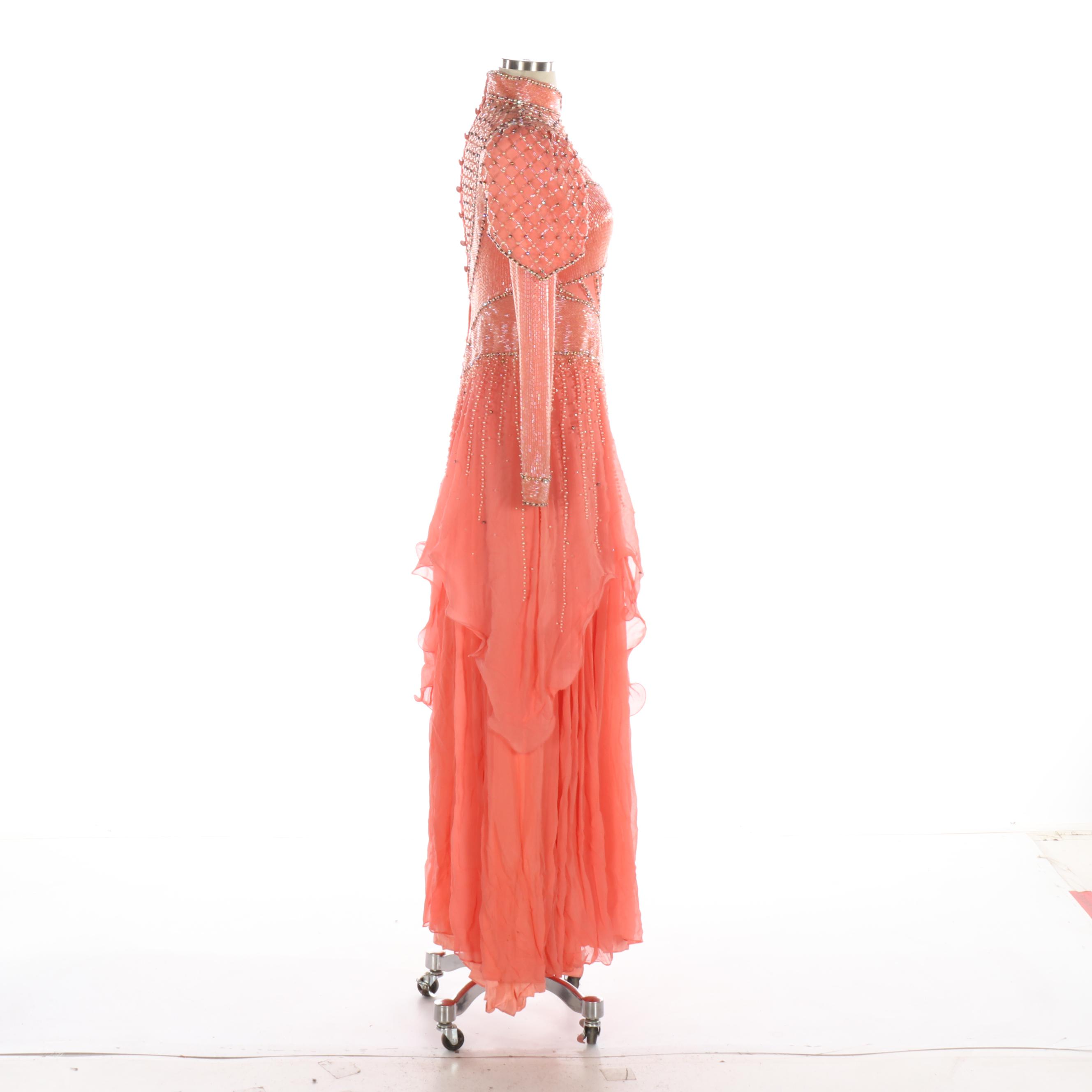 Embellished Pink Chiffon Occasion Gown