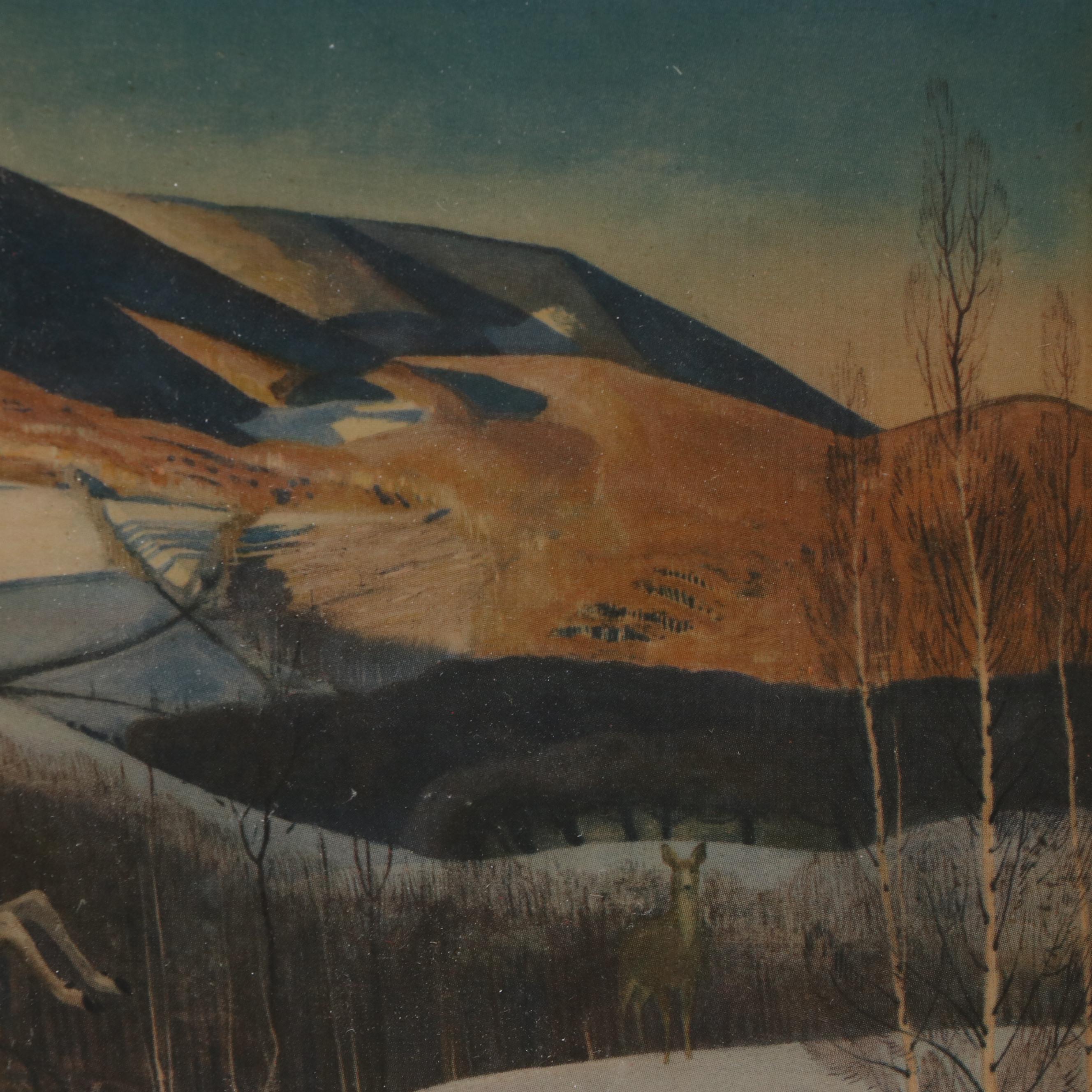 Landscape Offset Lithograph After Rockwell Kent "Mt. Equinox, Winter"