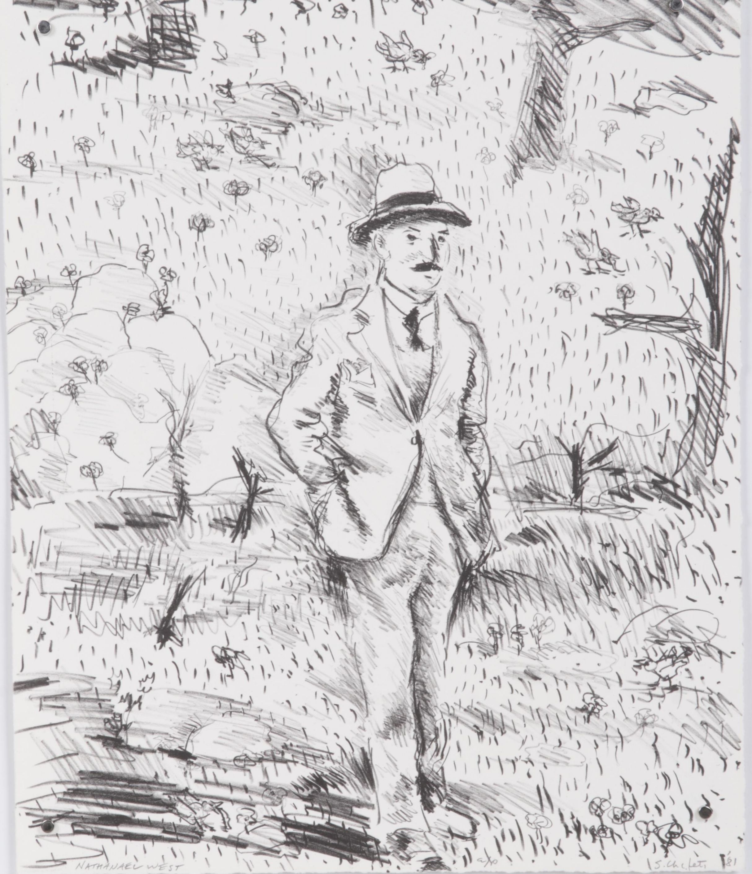 Sidney Chafetz Portrait Lithograph "Nathanael West," 1981