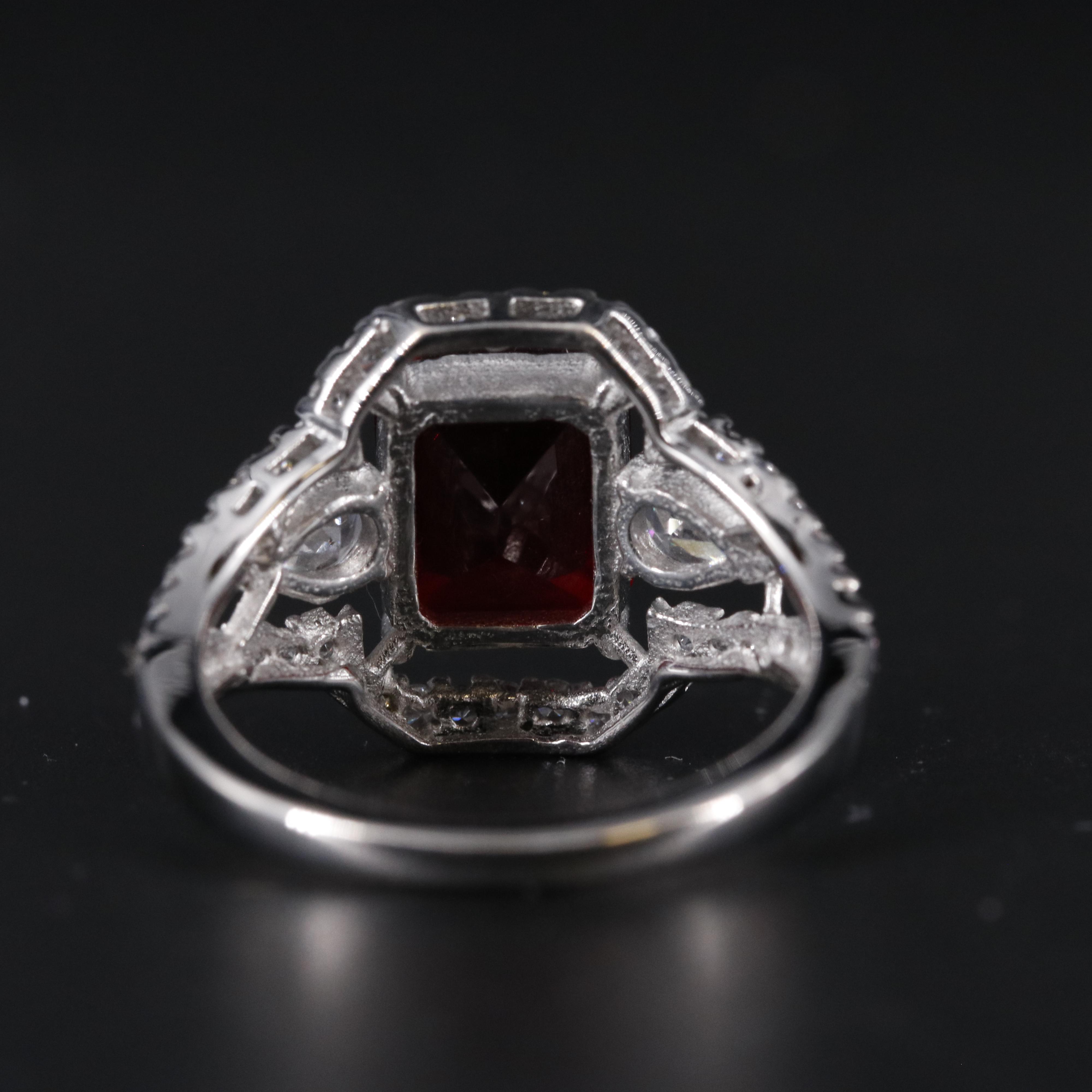 Sterling Silver Ruby and Cubic Zirconia Ring