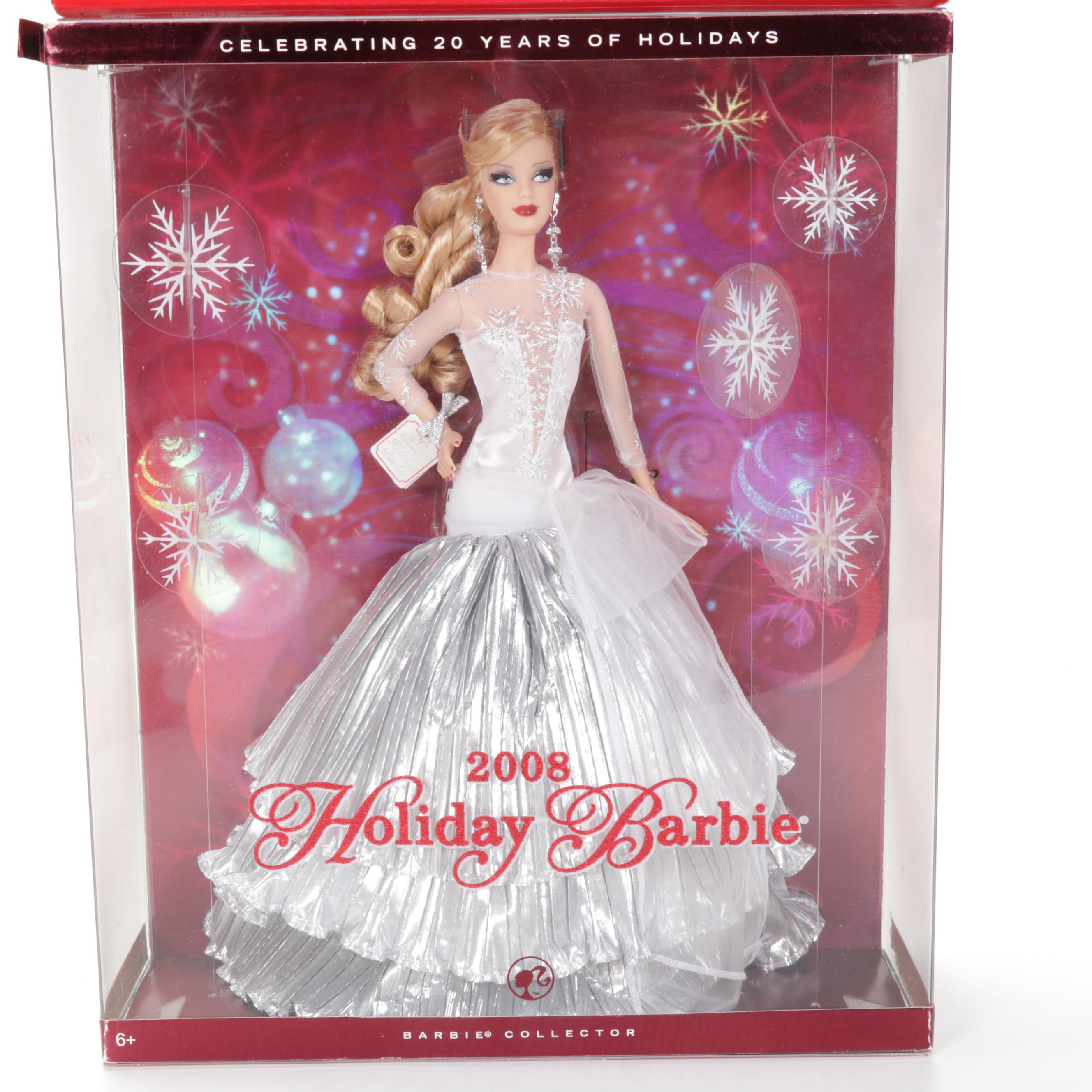 Mattel Barbies Featuring "2008 Holiday Barbie" & Pizza Hut Franchise Accessories
