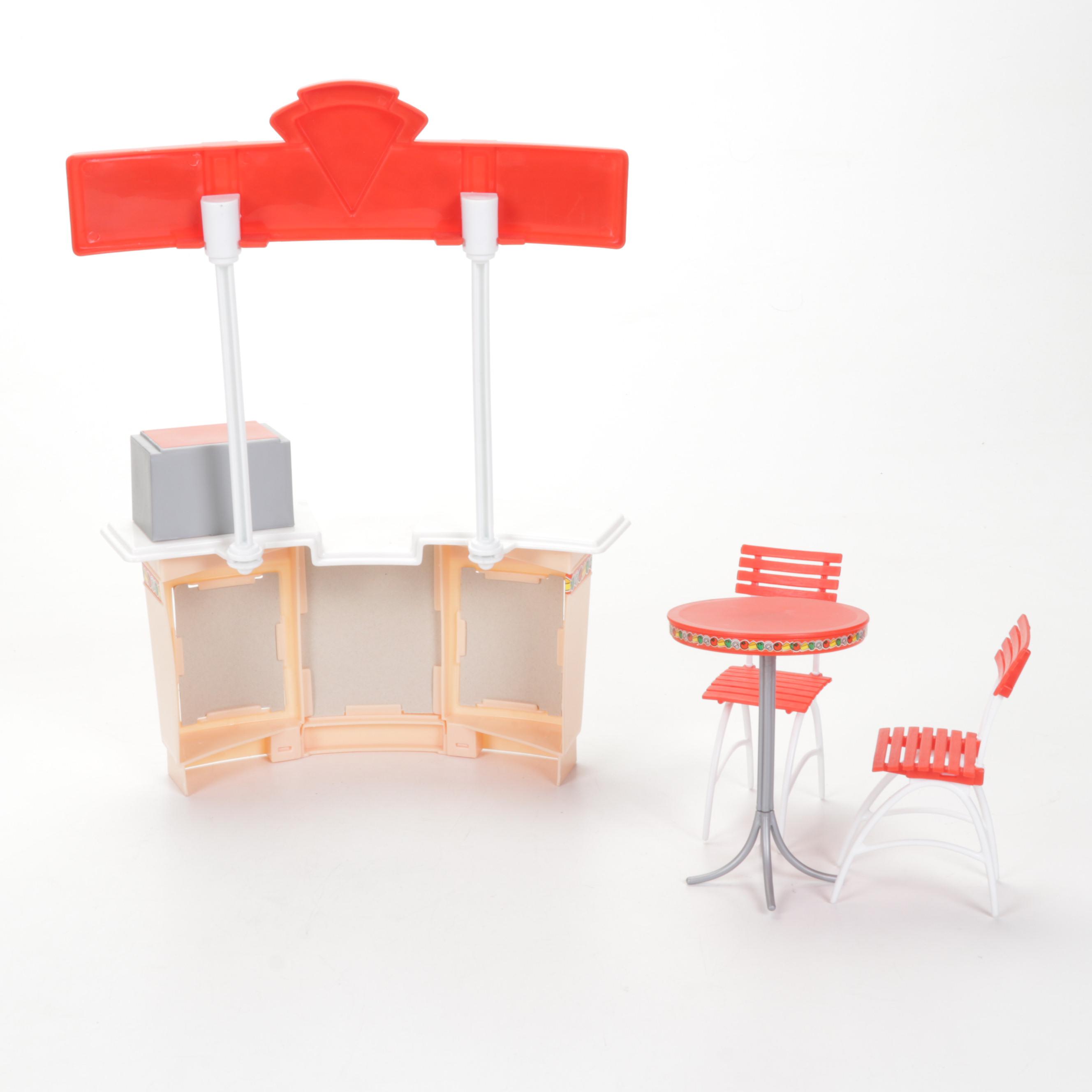 Mattel Barbies Featuring "2008 Holiday Barbie" & Pizza Hut Franchise Accessories