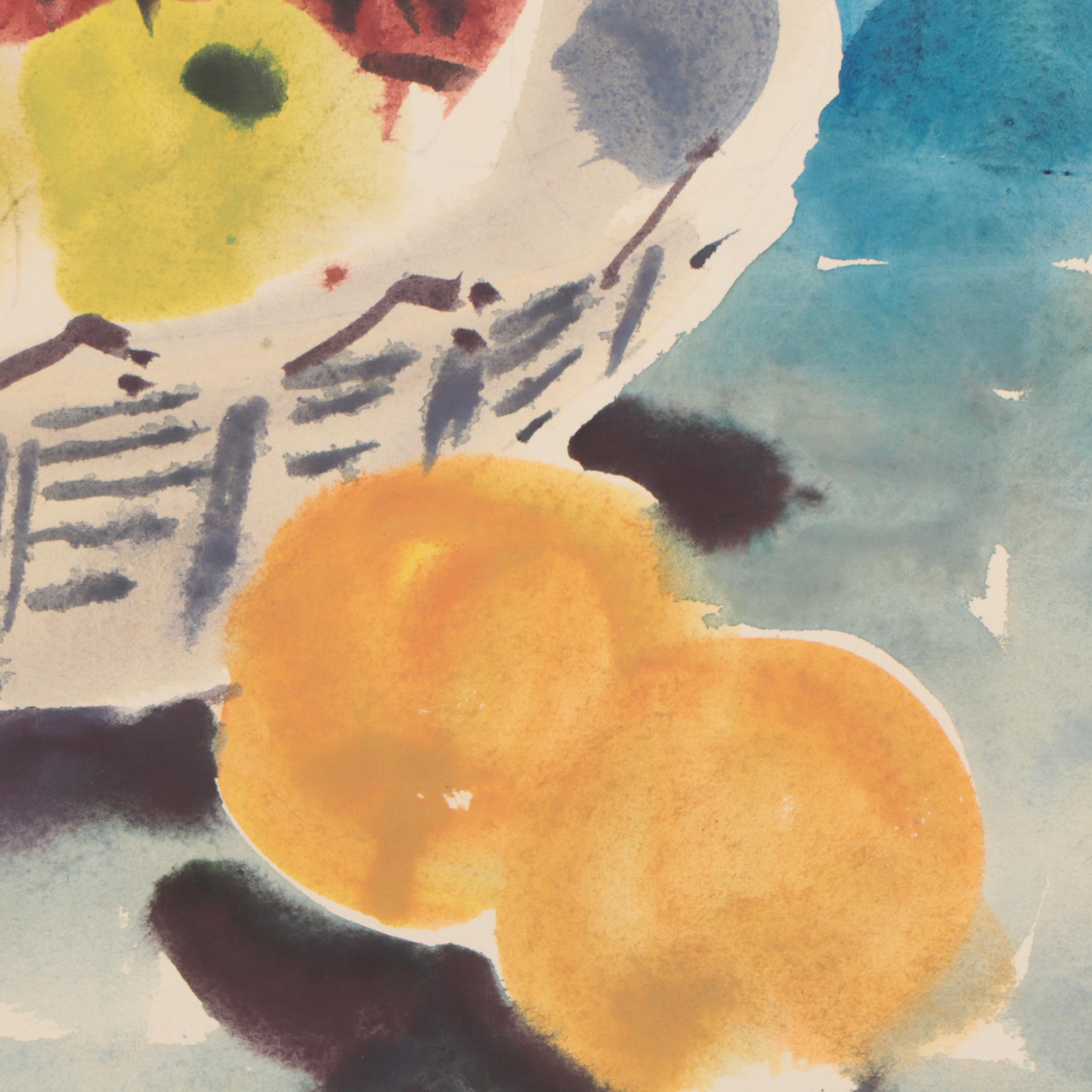 Jack Meanwell Watercolor Painting of Fruit Still Life