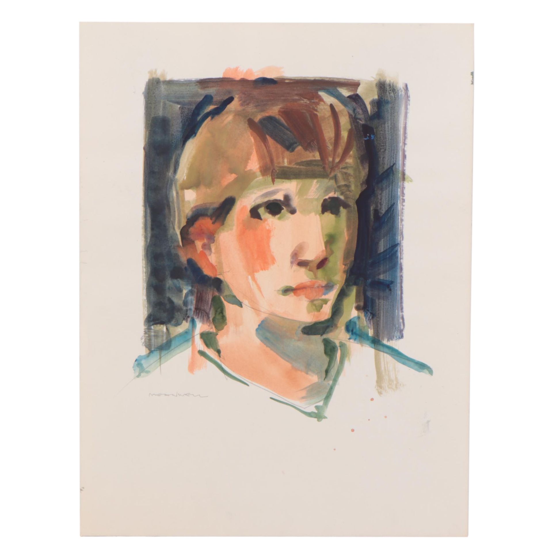 Jack Meanwell Watercolor Painting of Portrait