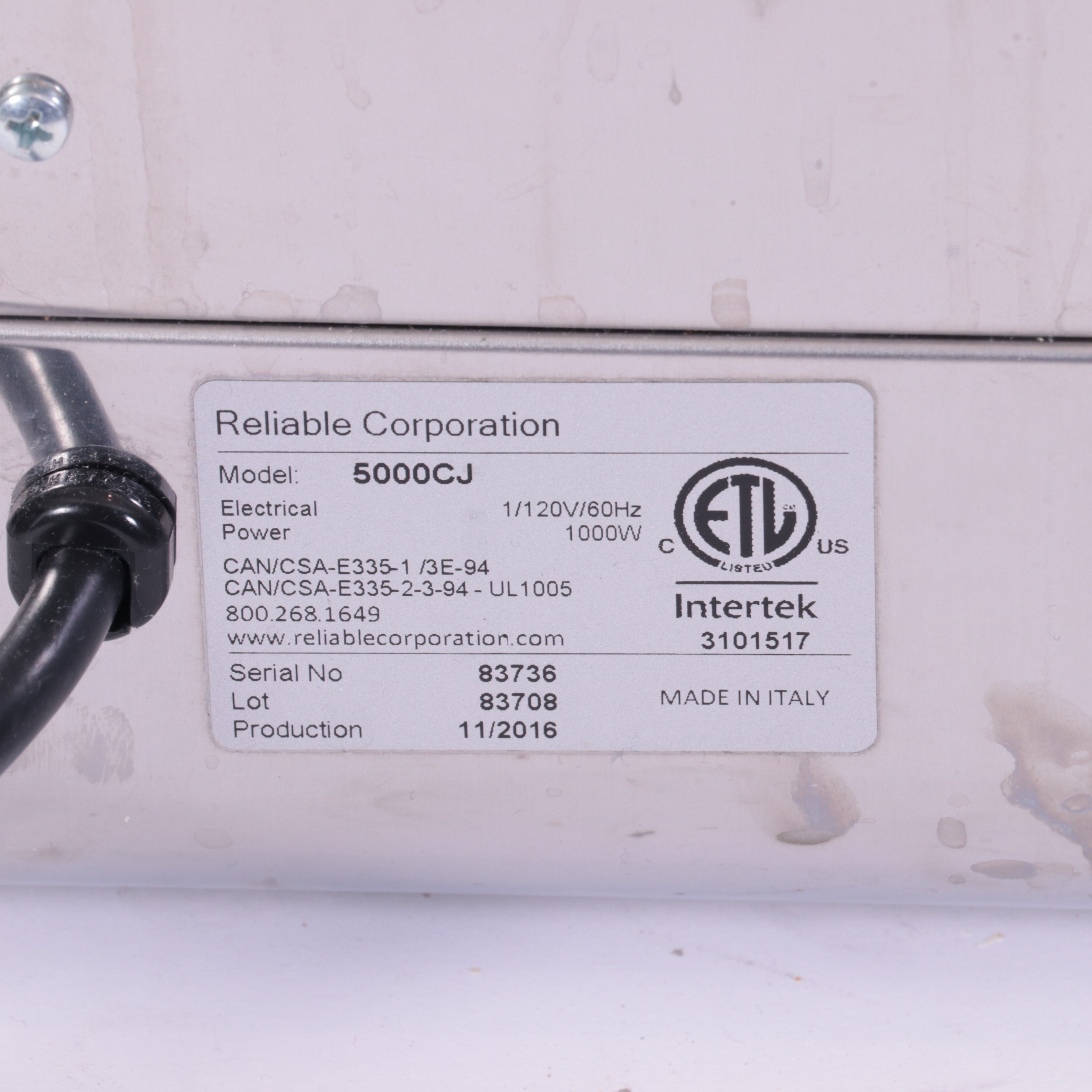 Reliable 5000CJ Jewelry Steam Cleaner