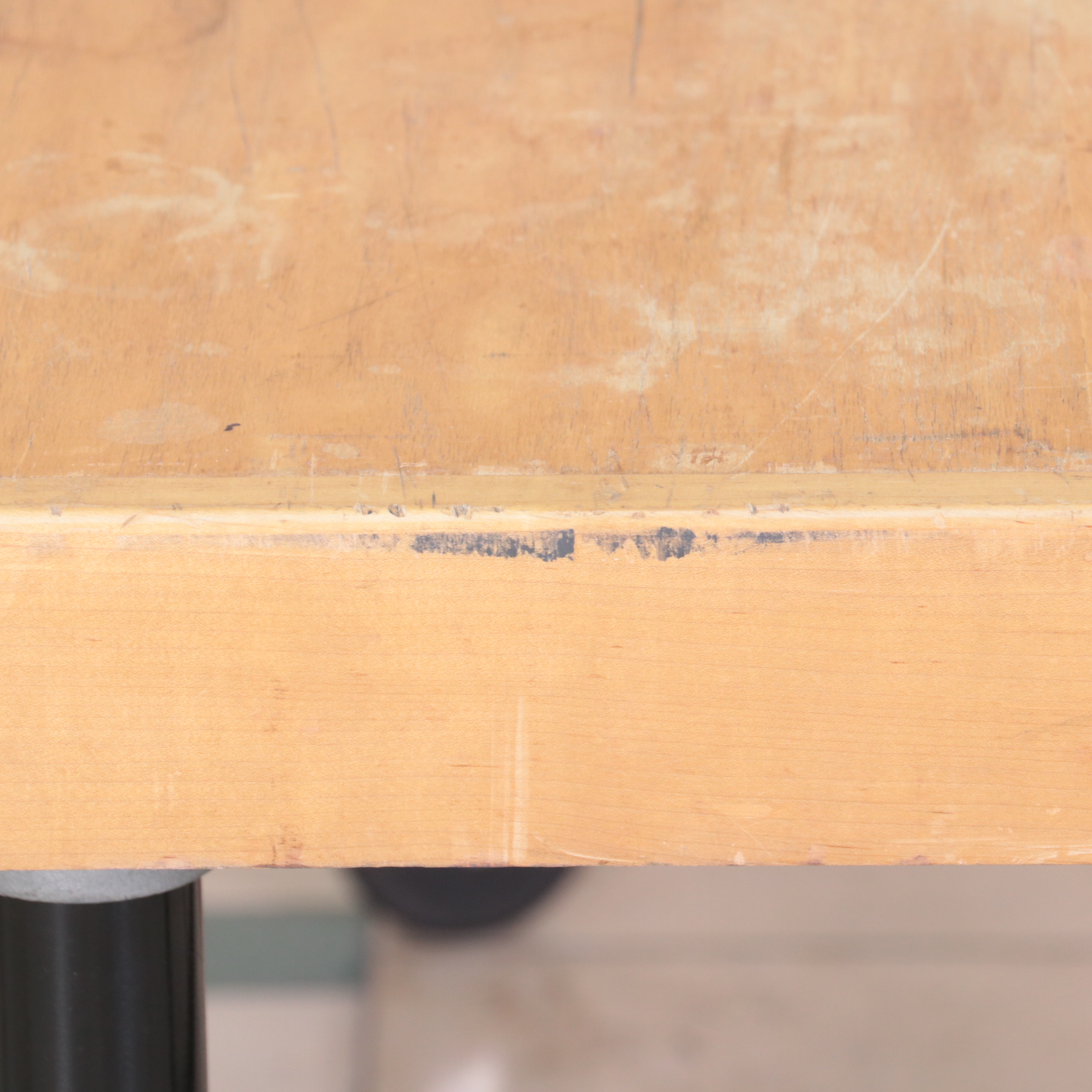 Three Metal and Wood-Veneered Top Rolling Retail Display Tables