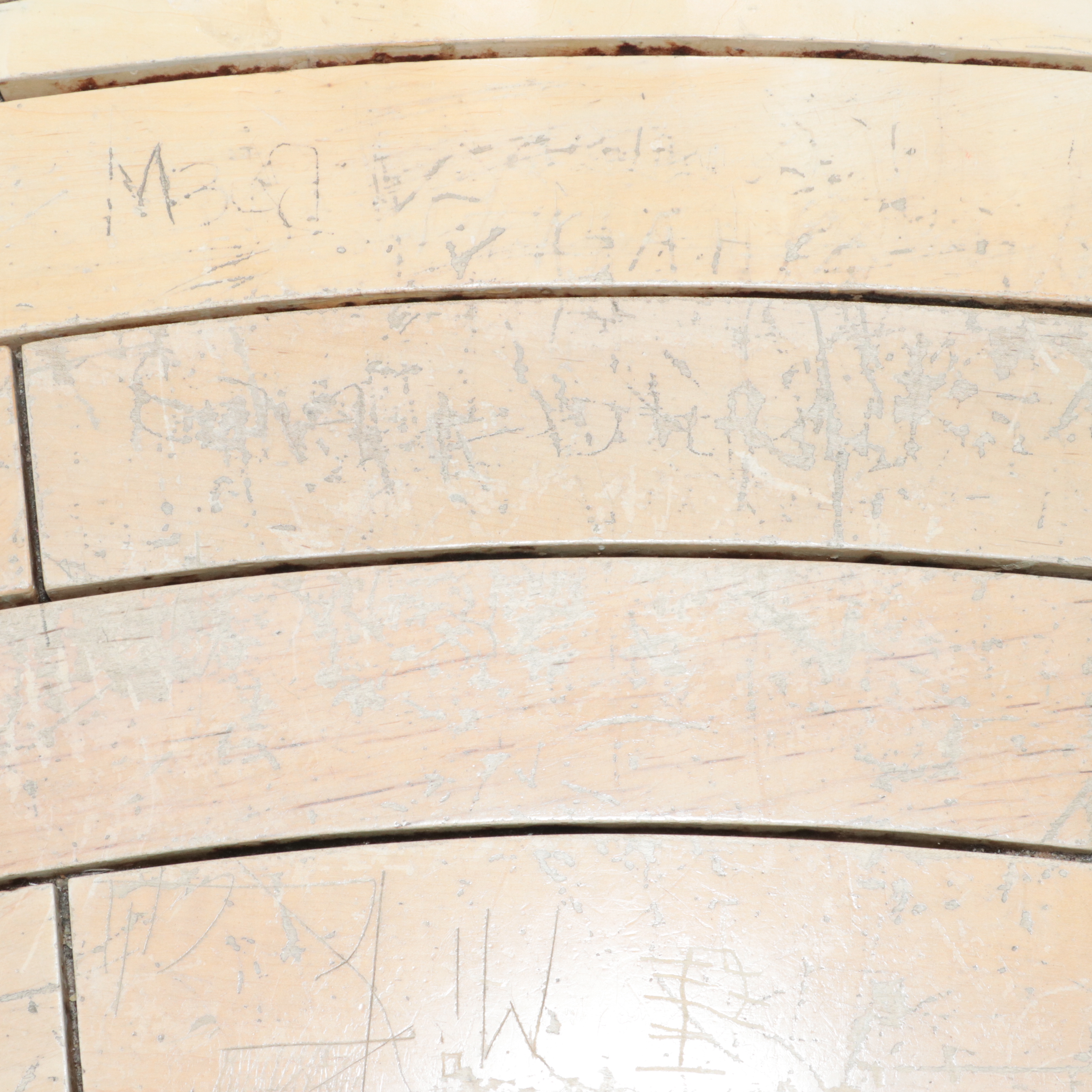 Pair of Large Curved Wood Benches