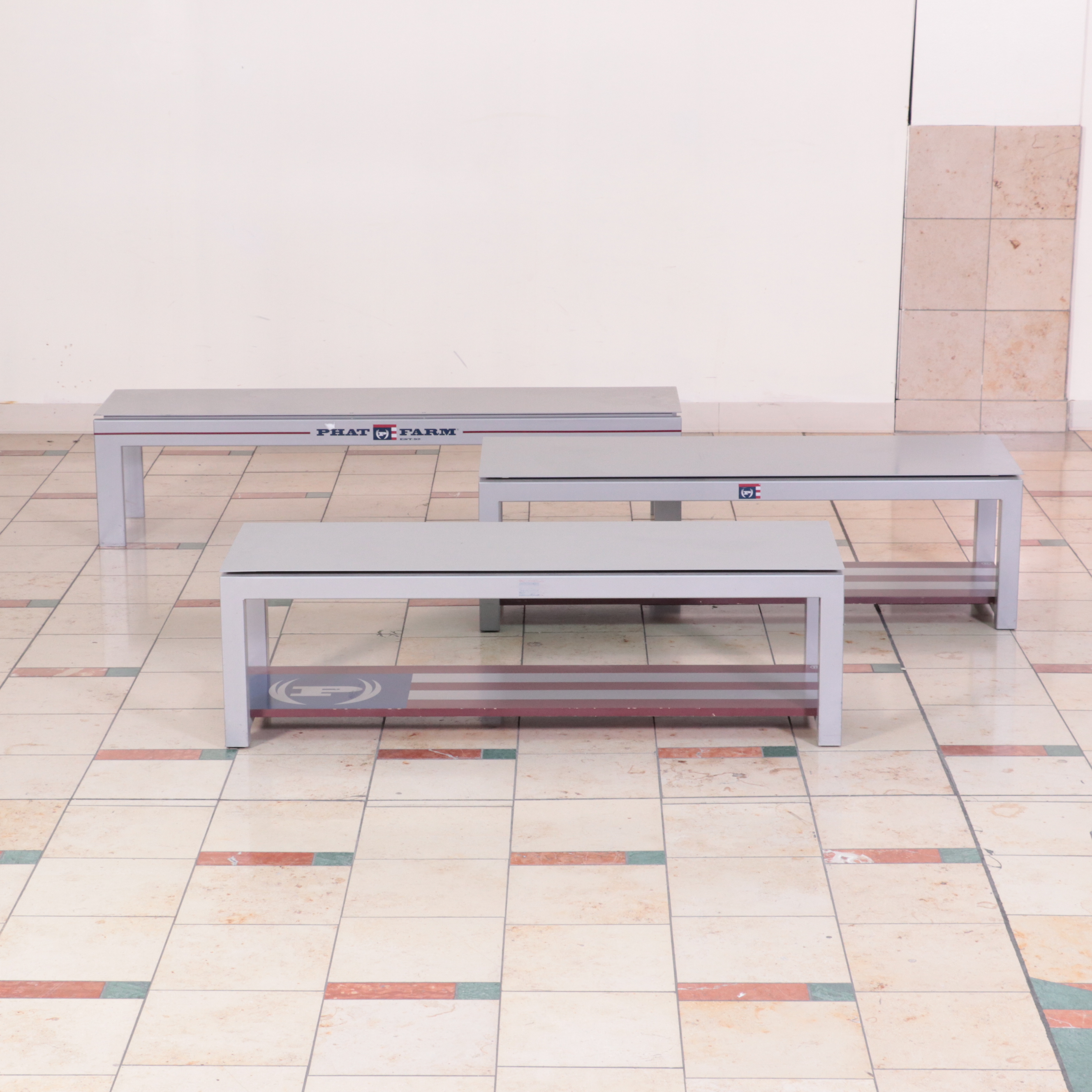 Three Phat Farm Metal Display Tables