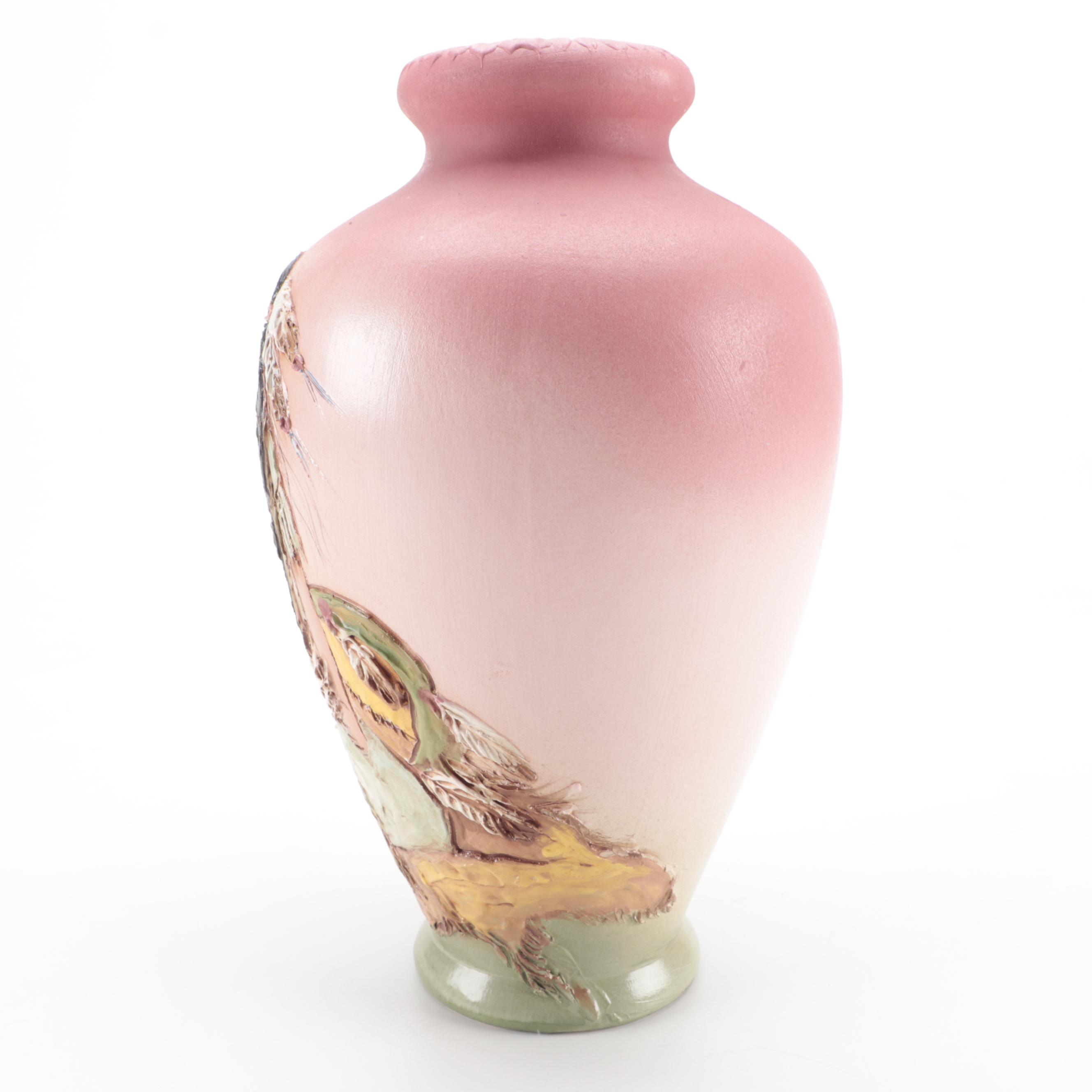 Signed Rick Wisecarver Wihoa Signed Hand Slip Painted Pottery Vase, 1981