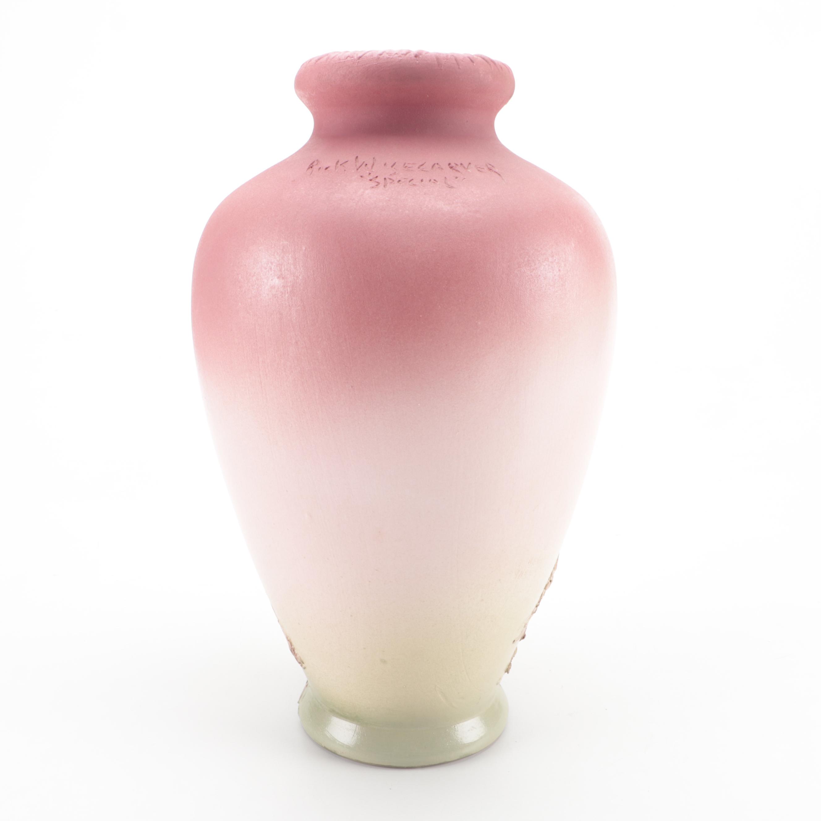 Signed Rick Wisecarver Wihoa Signed Hand Slip Painted Pottery Vase, 1981