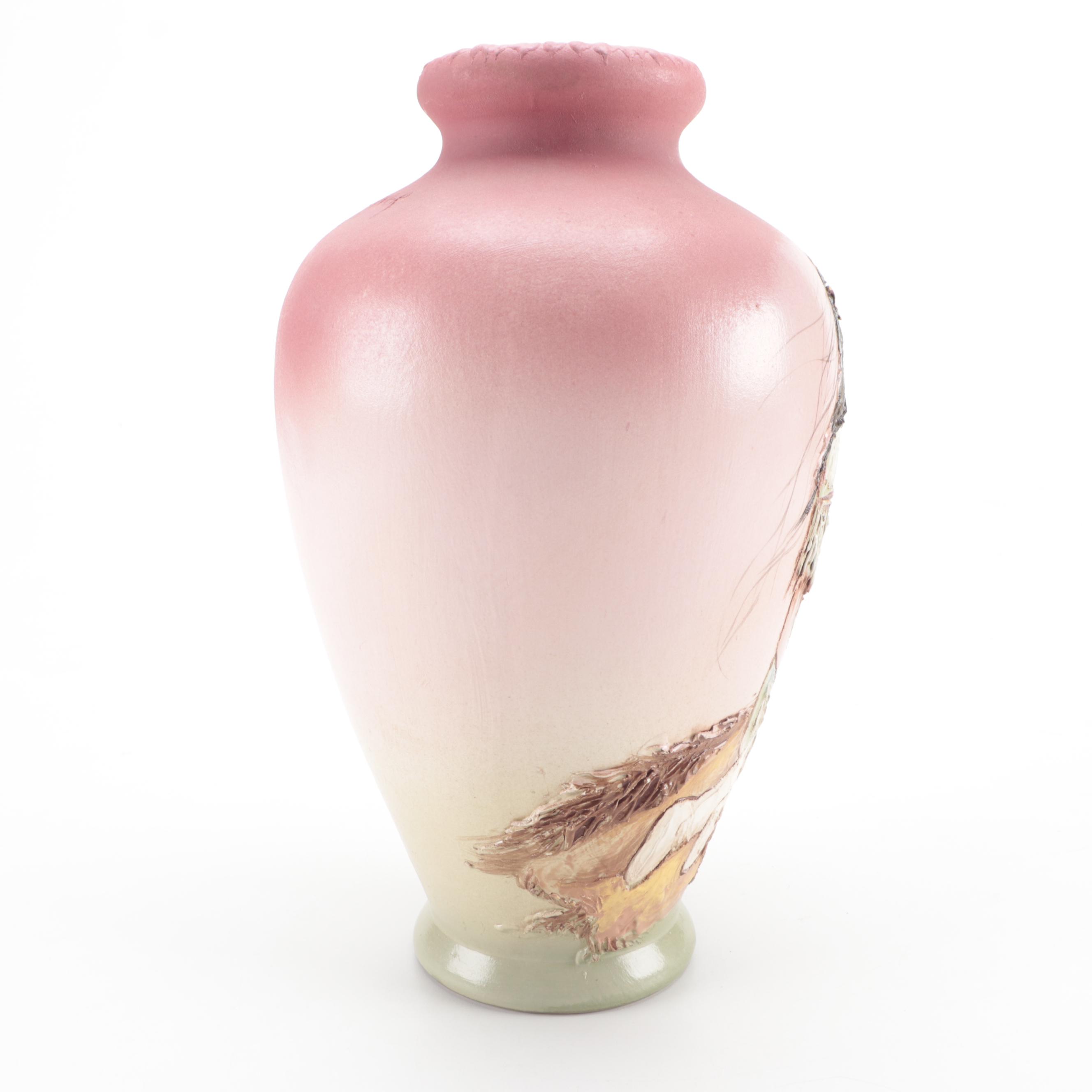 Signed Rick Wisecarver Wihoa Signed Hand Slip Painted Pottery Vase, 1981