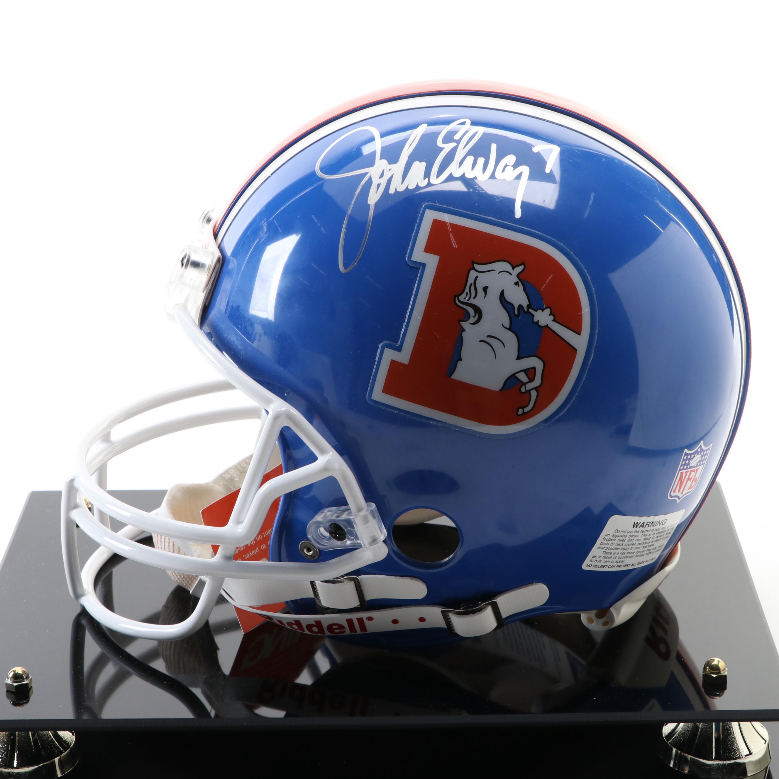 John Elway Signed Denver Broncos Throwback Royal Blue Football Helmet, Football