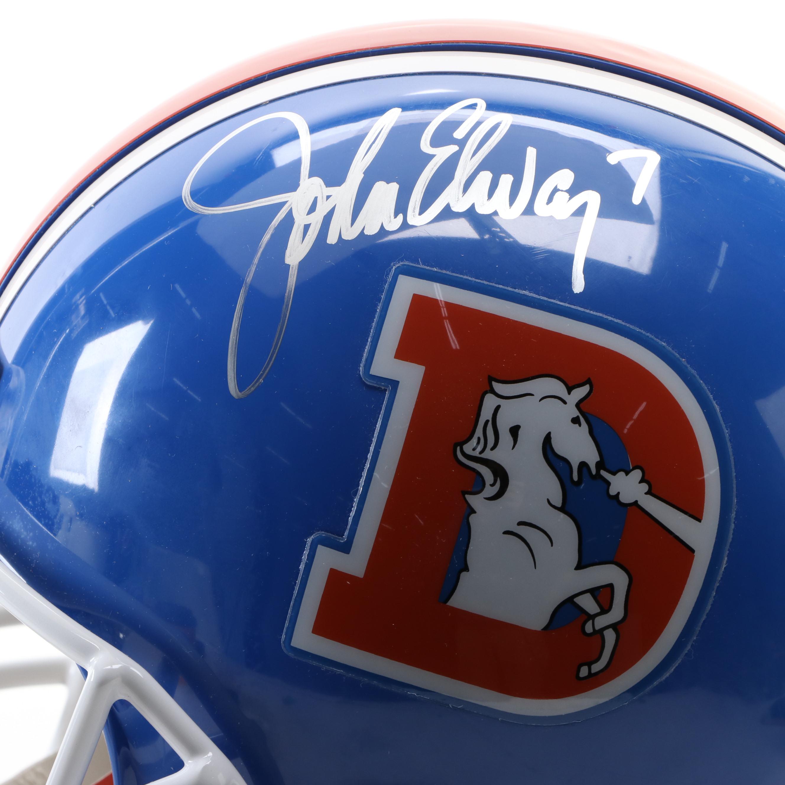 John Elway Signed Denver Broncos Throwback Royal Blue Football Helmet, Football