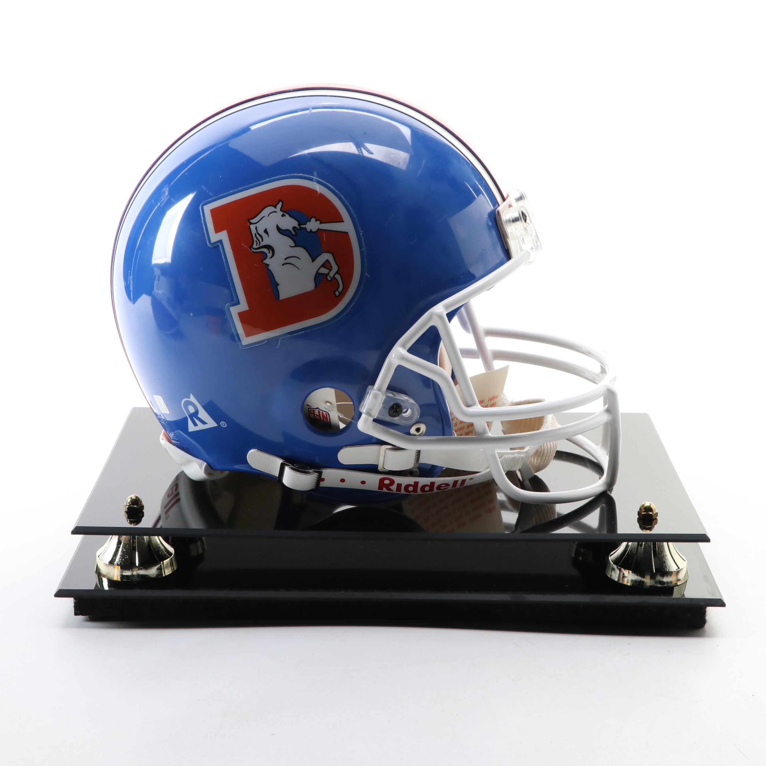 John Elway Signed Denver Broncos Throwback Royal Blue Football Helmet, Football