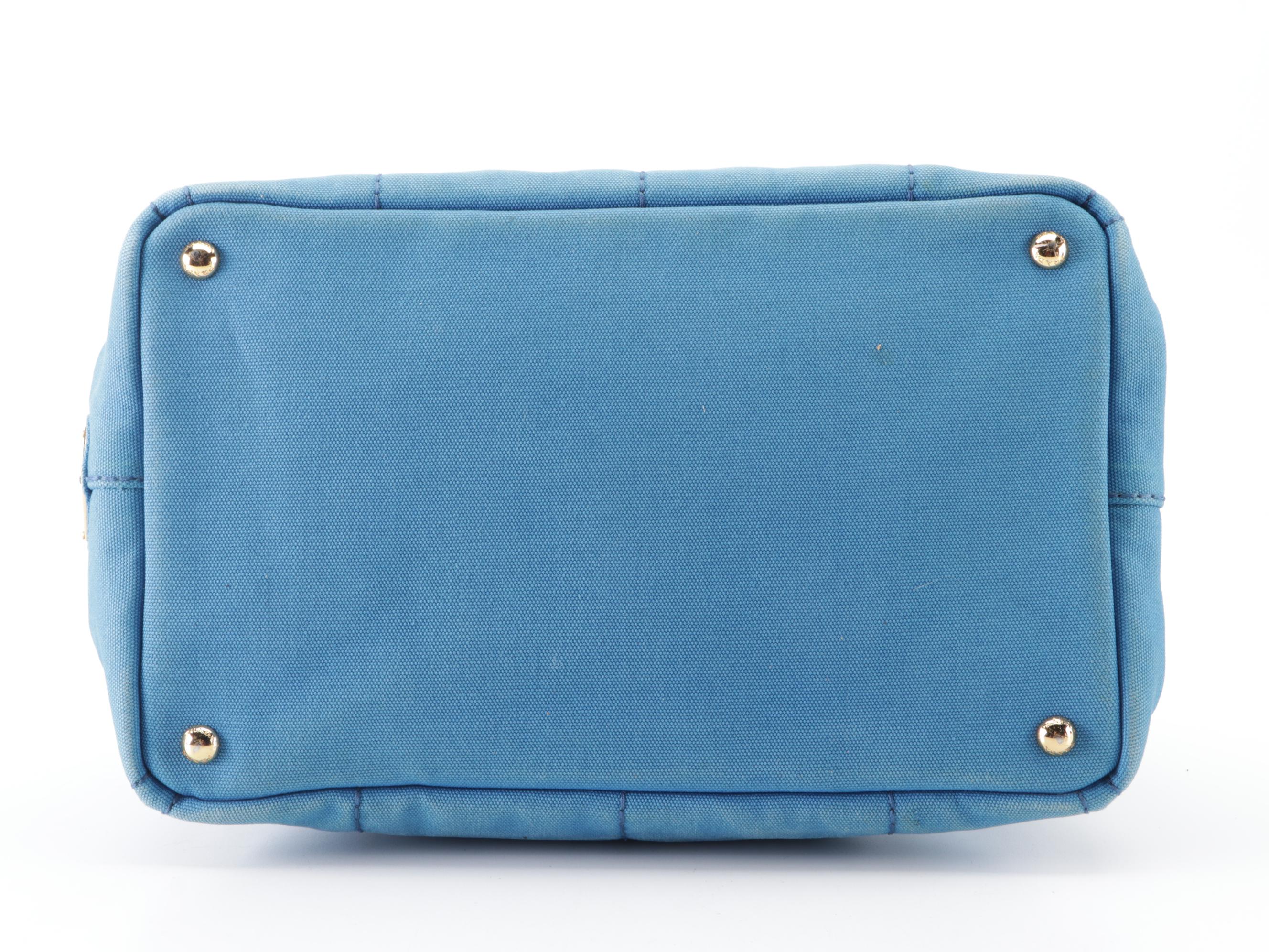 Prada Canapa Logo Large Tote Bag in Blue Canvas