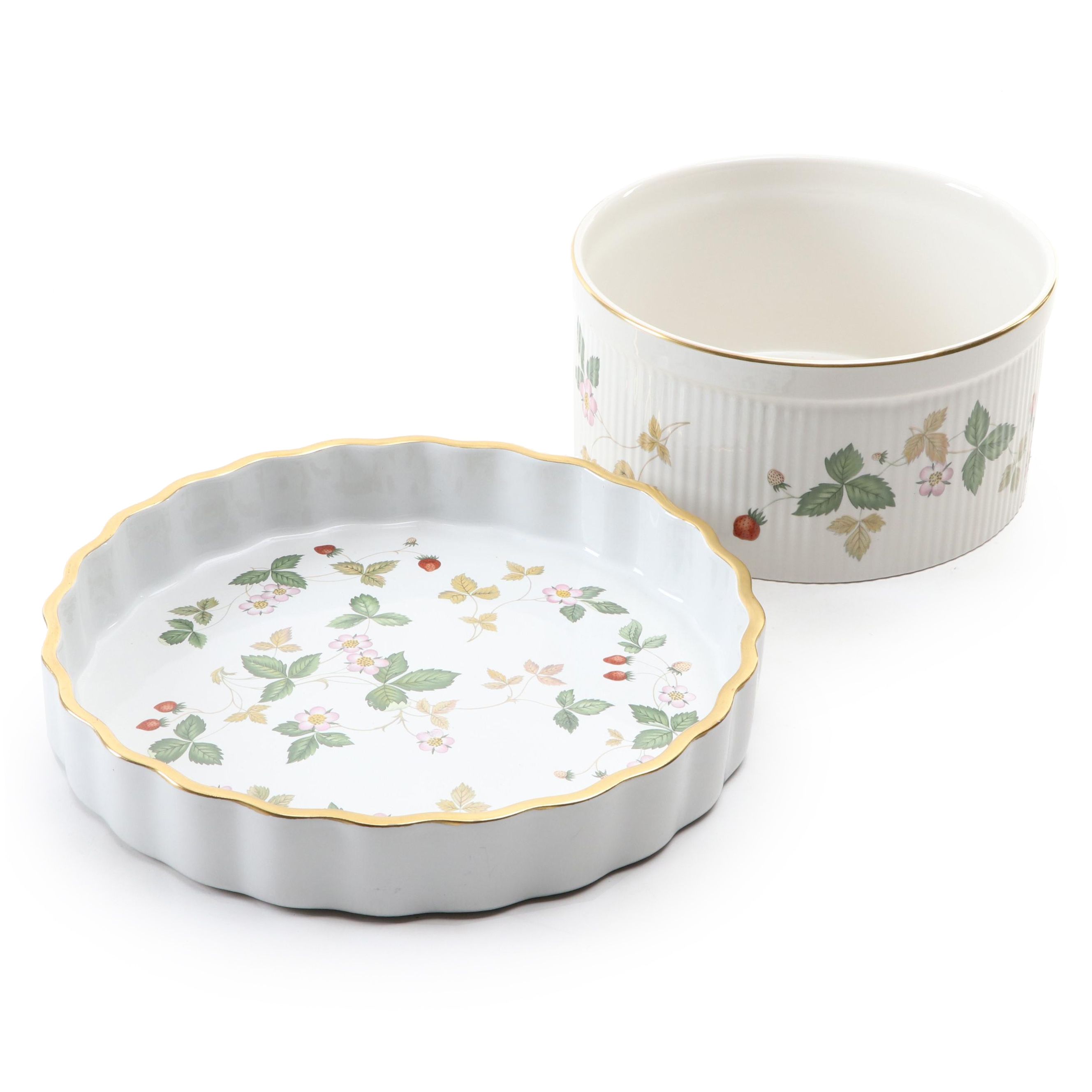 Wedgwood "Wild Strawberry" Bone China Quiche Pan and Souffle