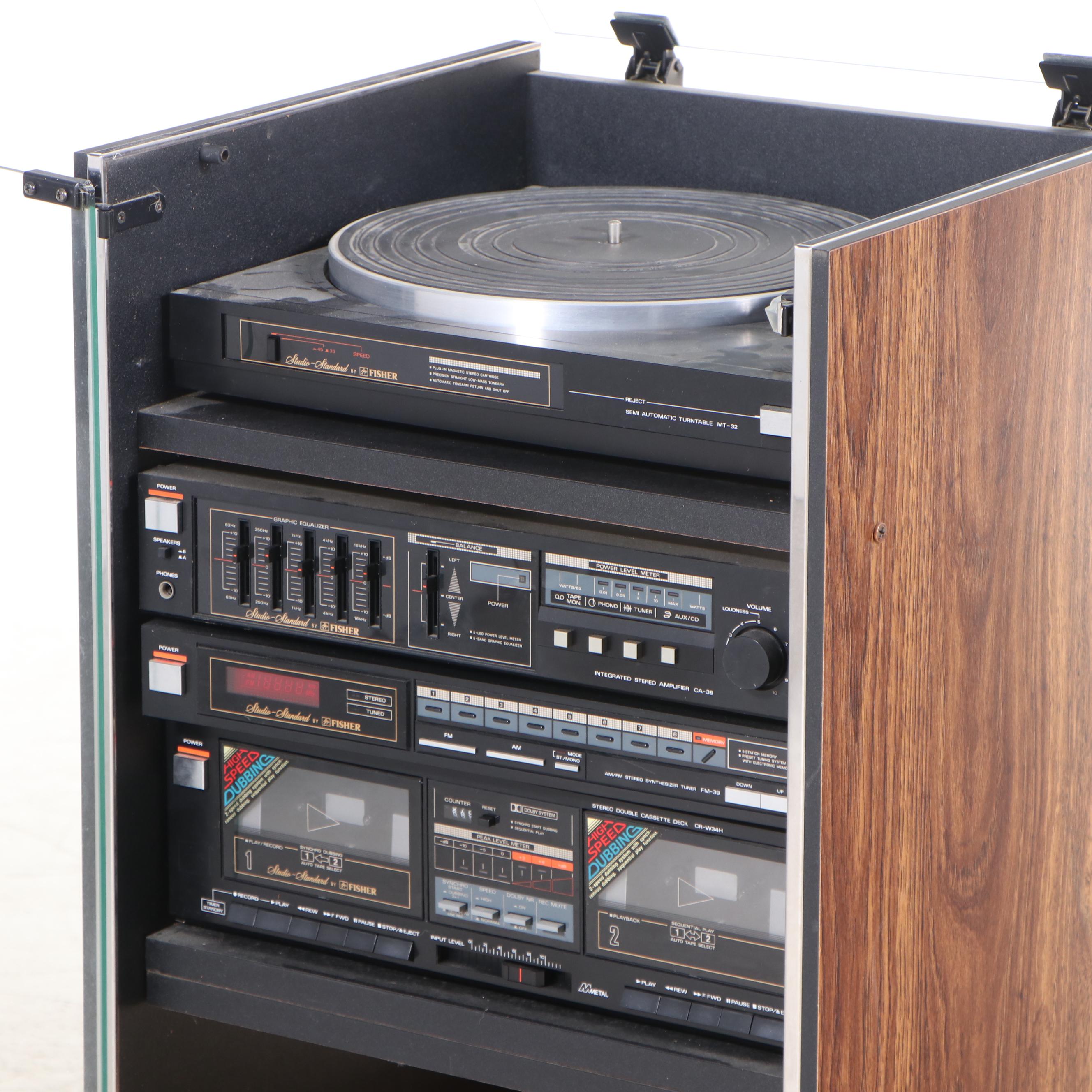 Fisher Studio Standard Stereo System in Rosewood Veneer Cabinet on Casters