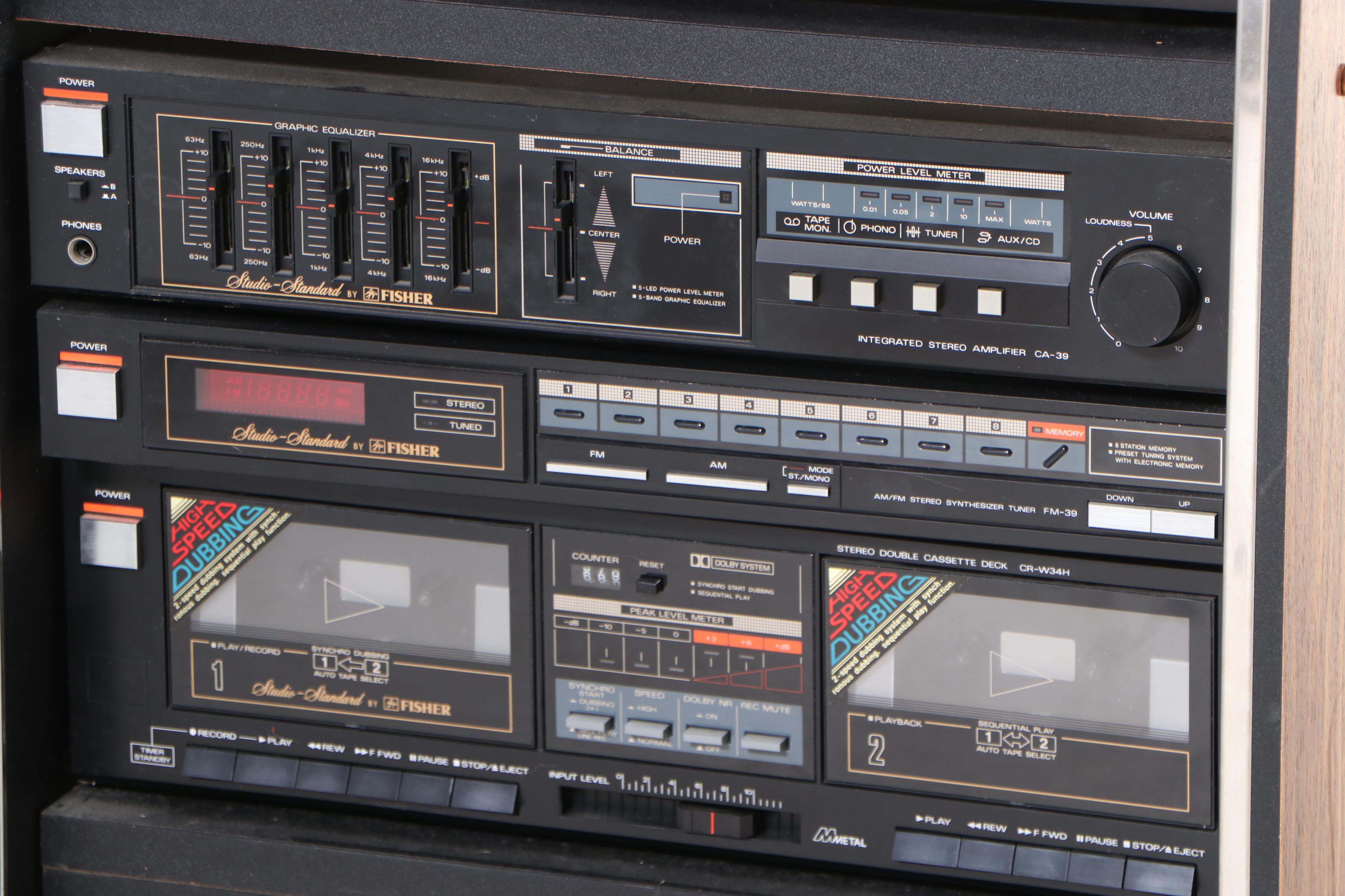 Fisher Studio Standard Stereo System in Rosewood Veneer Cabinet on Casters