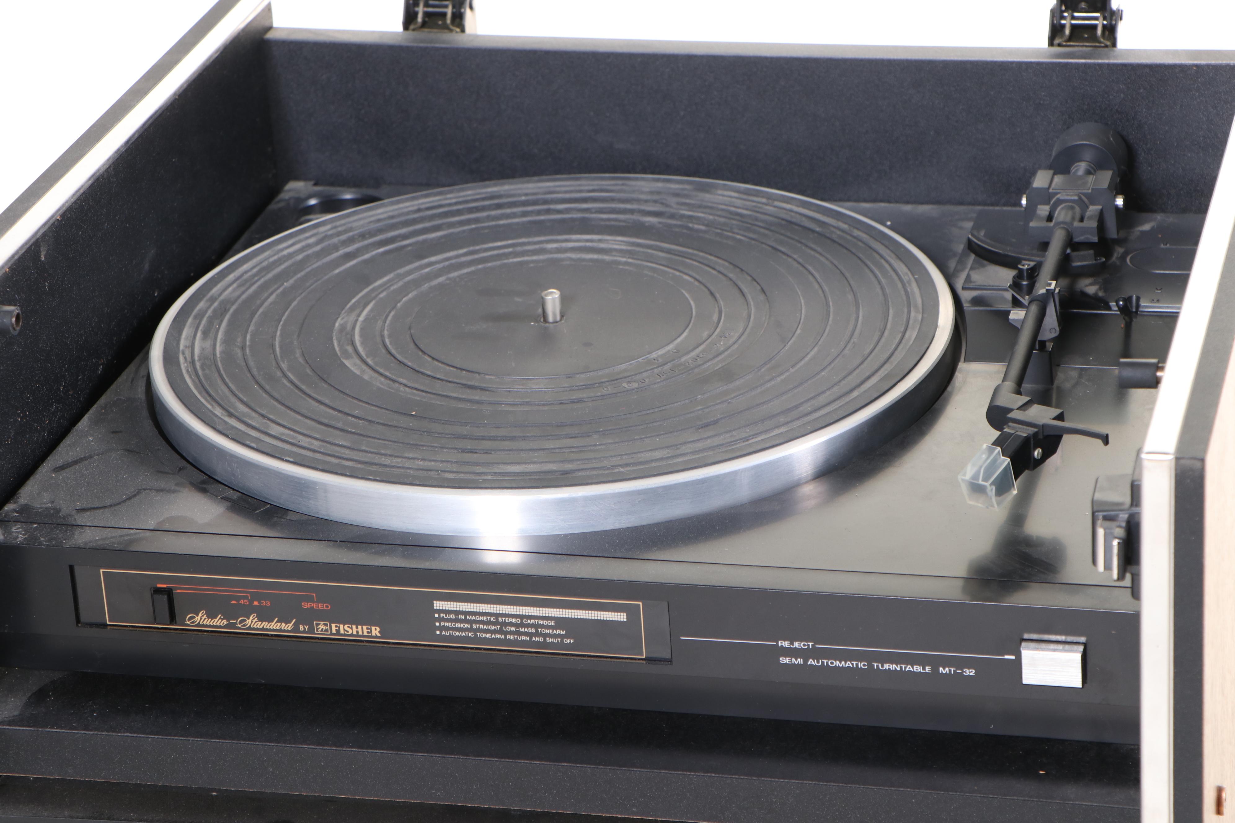 Fisher Studio Standard Stereo System in Rosewood Veneer Cabinet on Casters