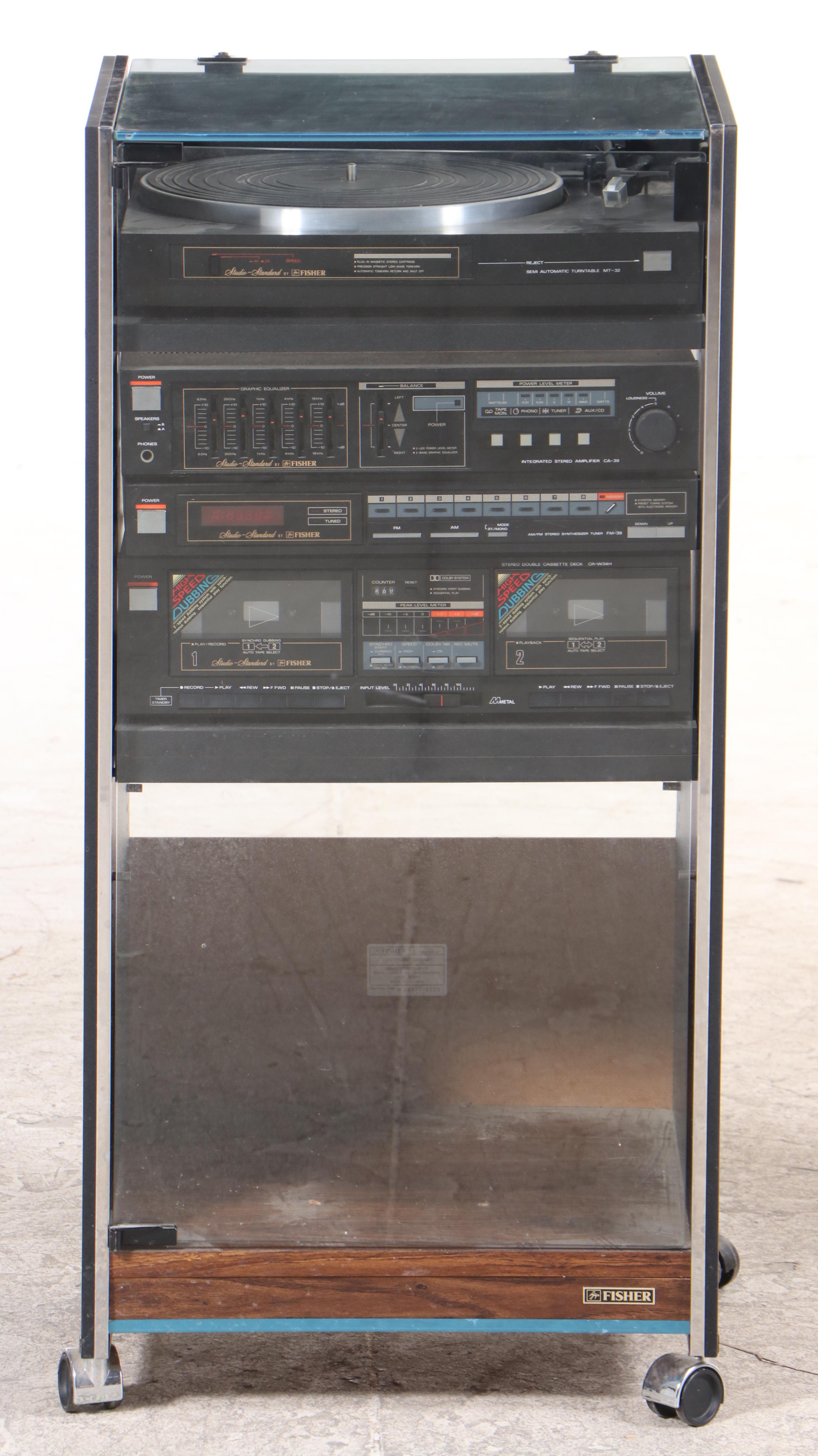 Fisher Studio Standard Stereo System in Rosewood Veneer Cabinet on Casters