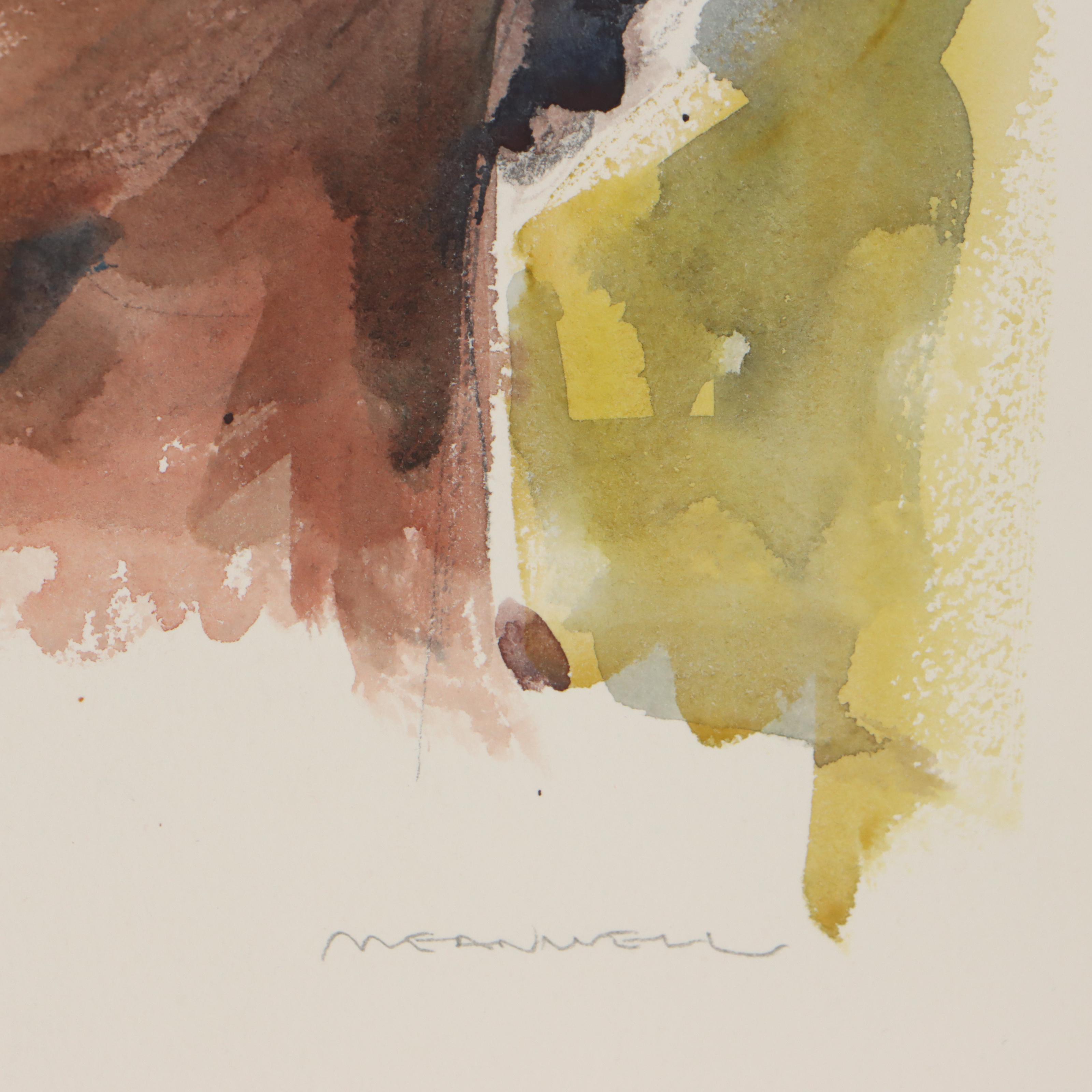 Jack Meanwell Portrait Watercolor Painting, Late 20th Century