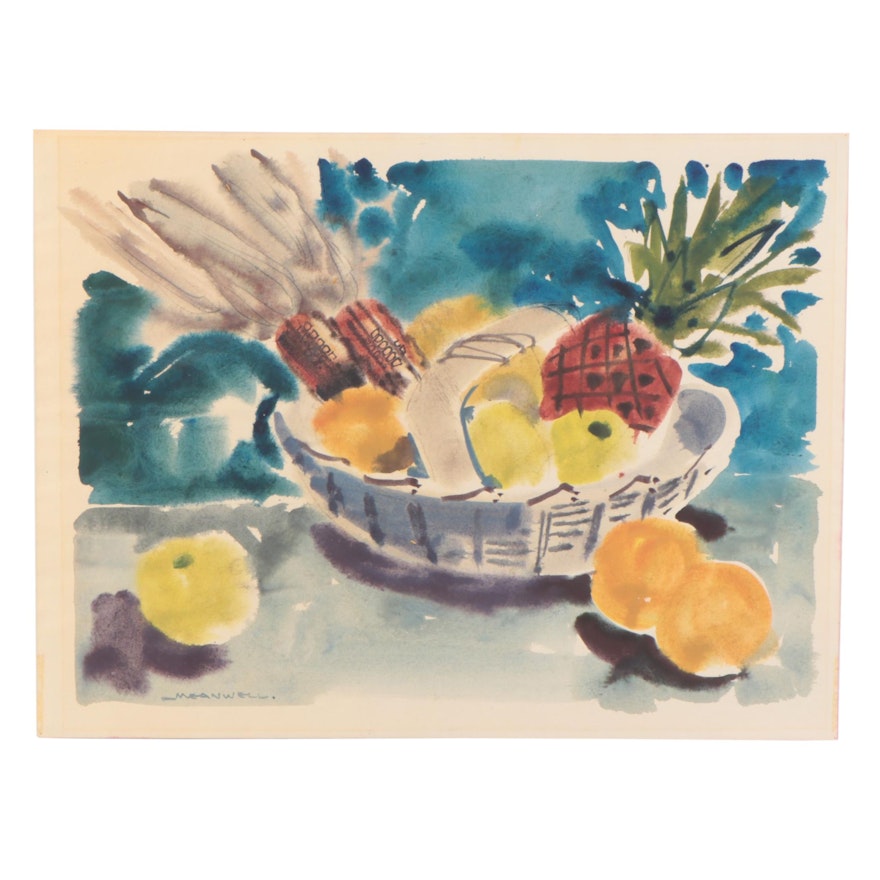 Jack Meanwell Watercolor Painting of Fruit Still Life