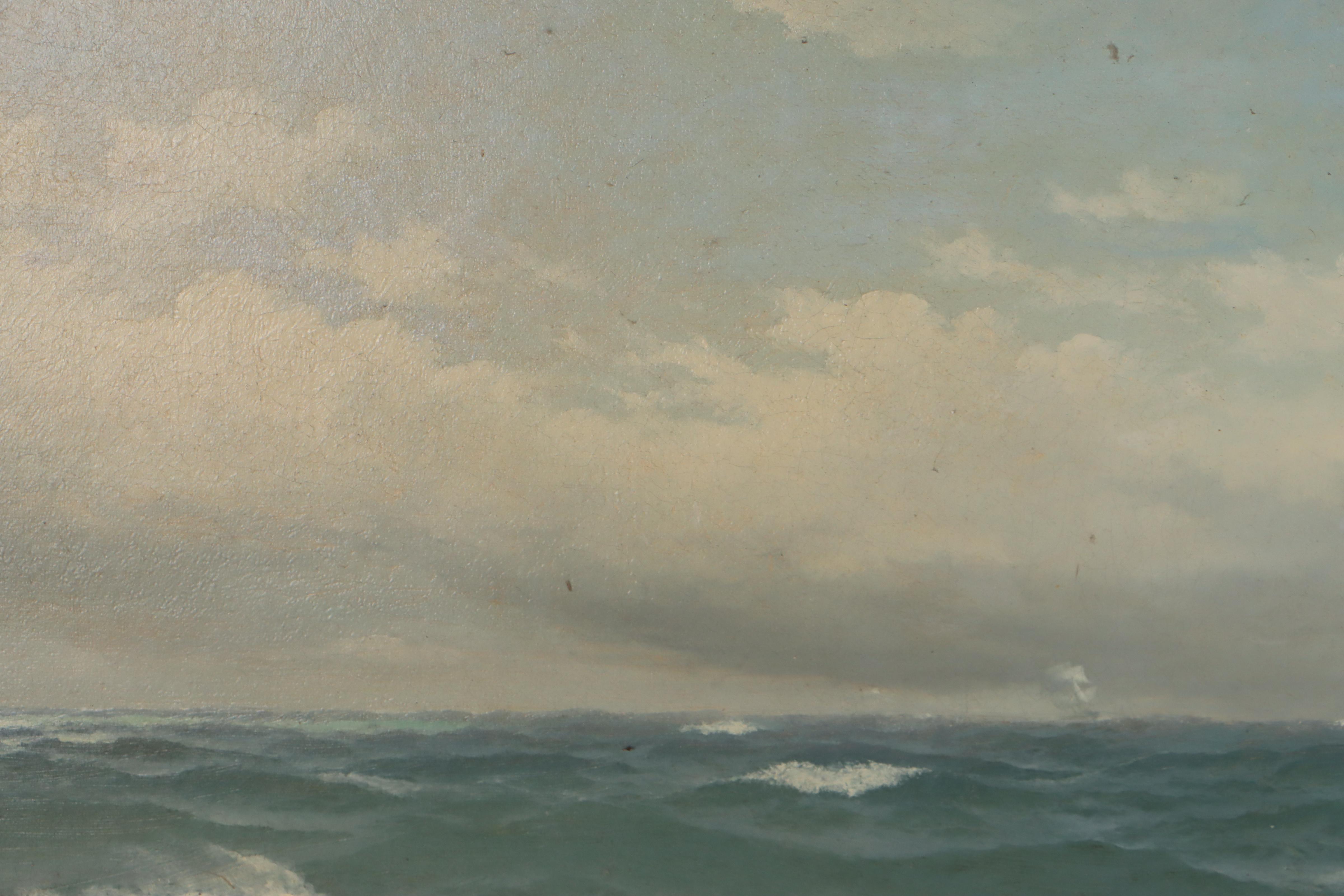 David James Coastal Landscape Oil Painting "Land's End," 1881