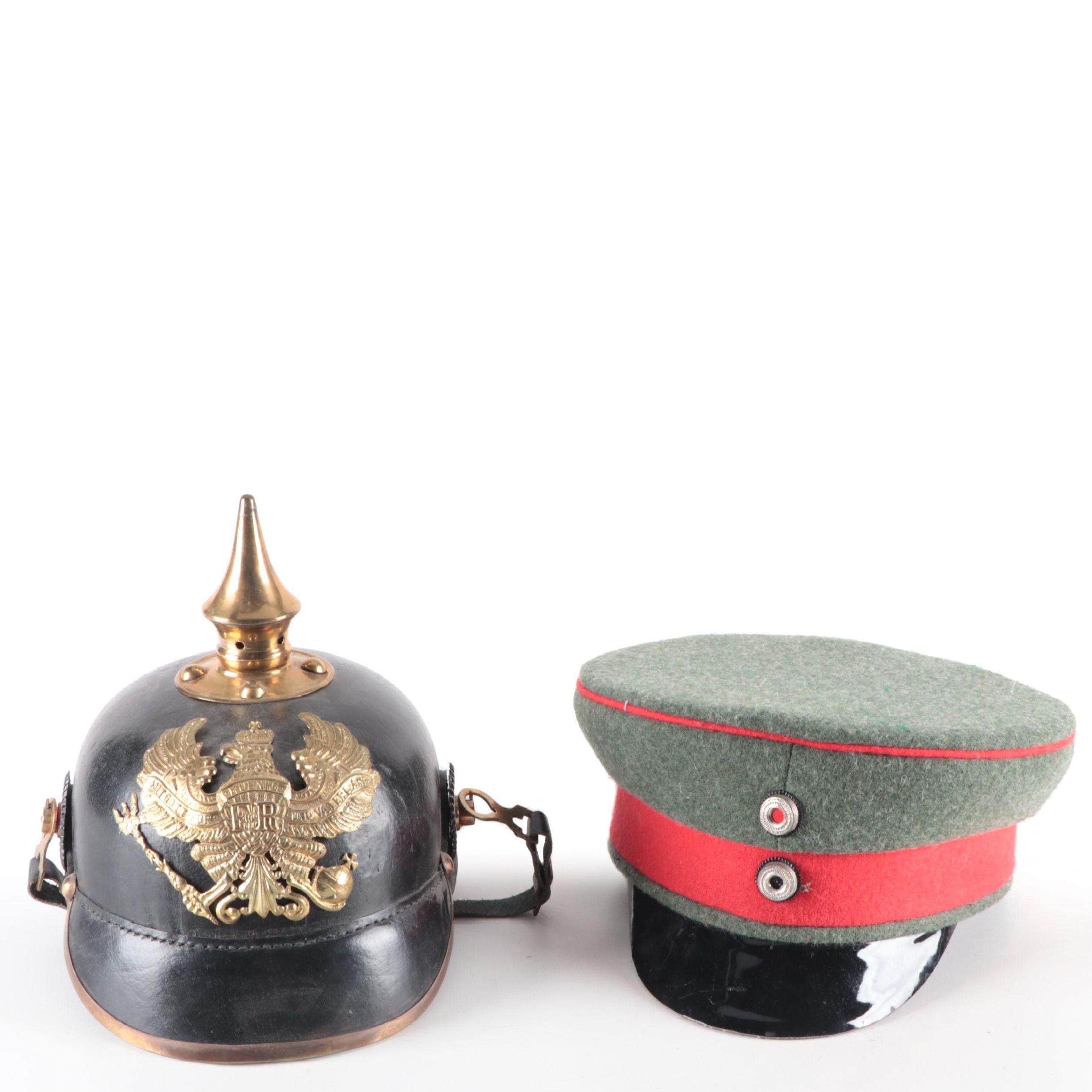 Reproduction Prussian 'Pickelhaube' Helmet and Visor Cap