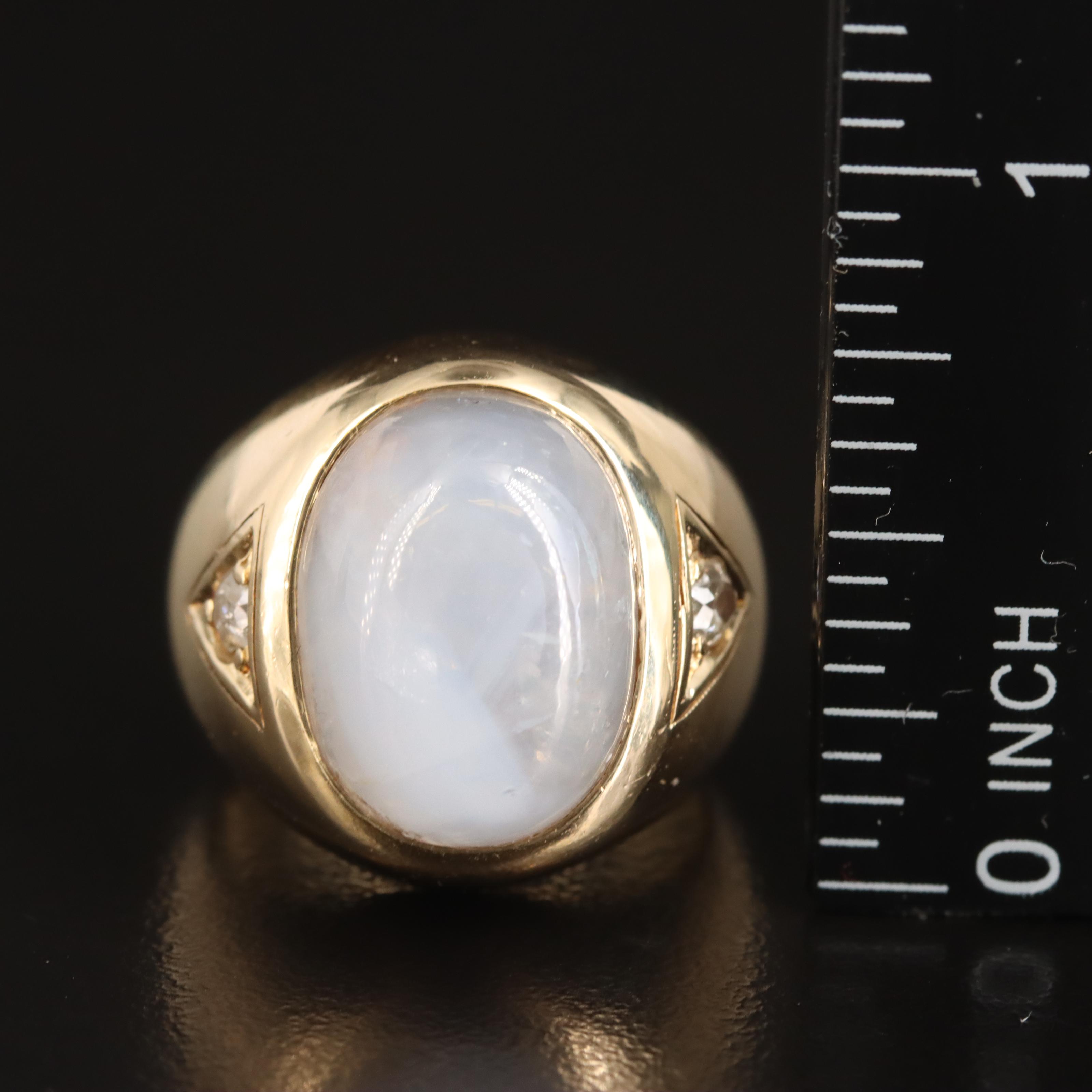 14K 26.23 CT Star Sapphire and Diamond Ring