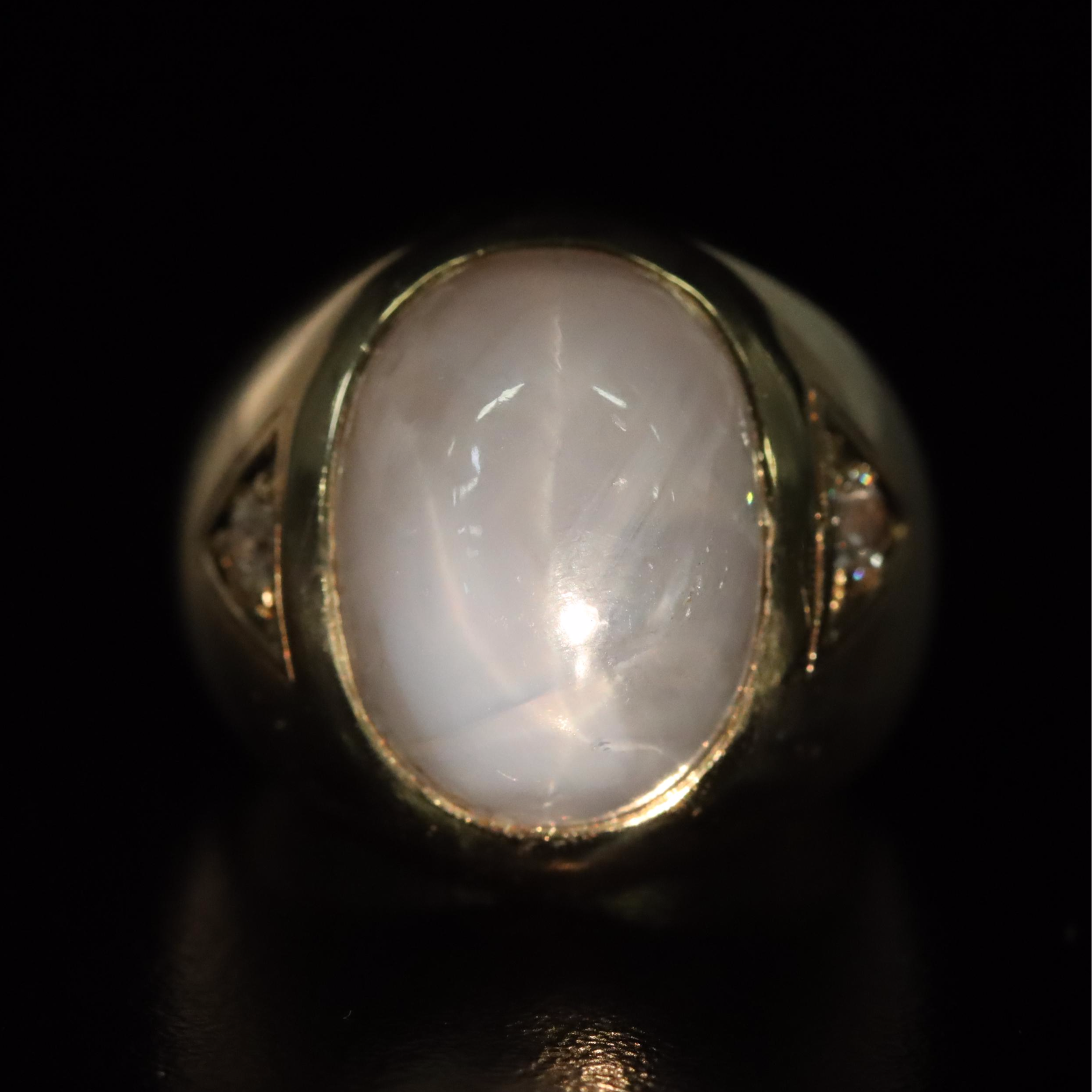 14K 26.23 CT Star Sapphire and Diamond Ring