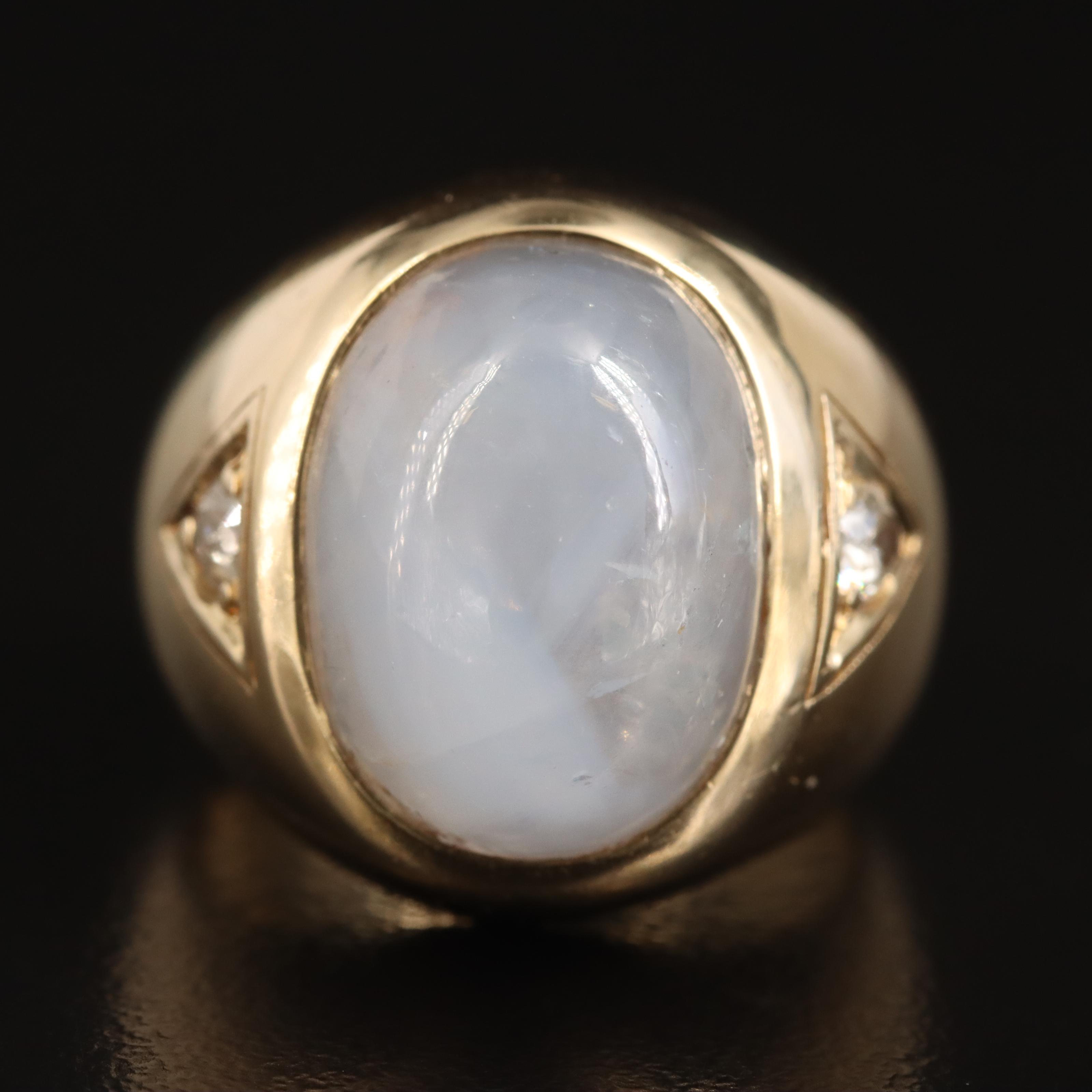 14K 26.23 CT Star Sapphire and Diamond Ring