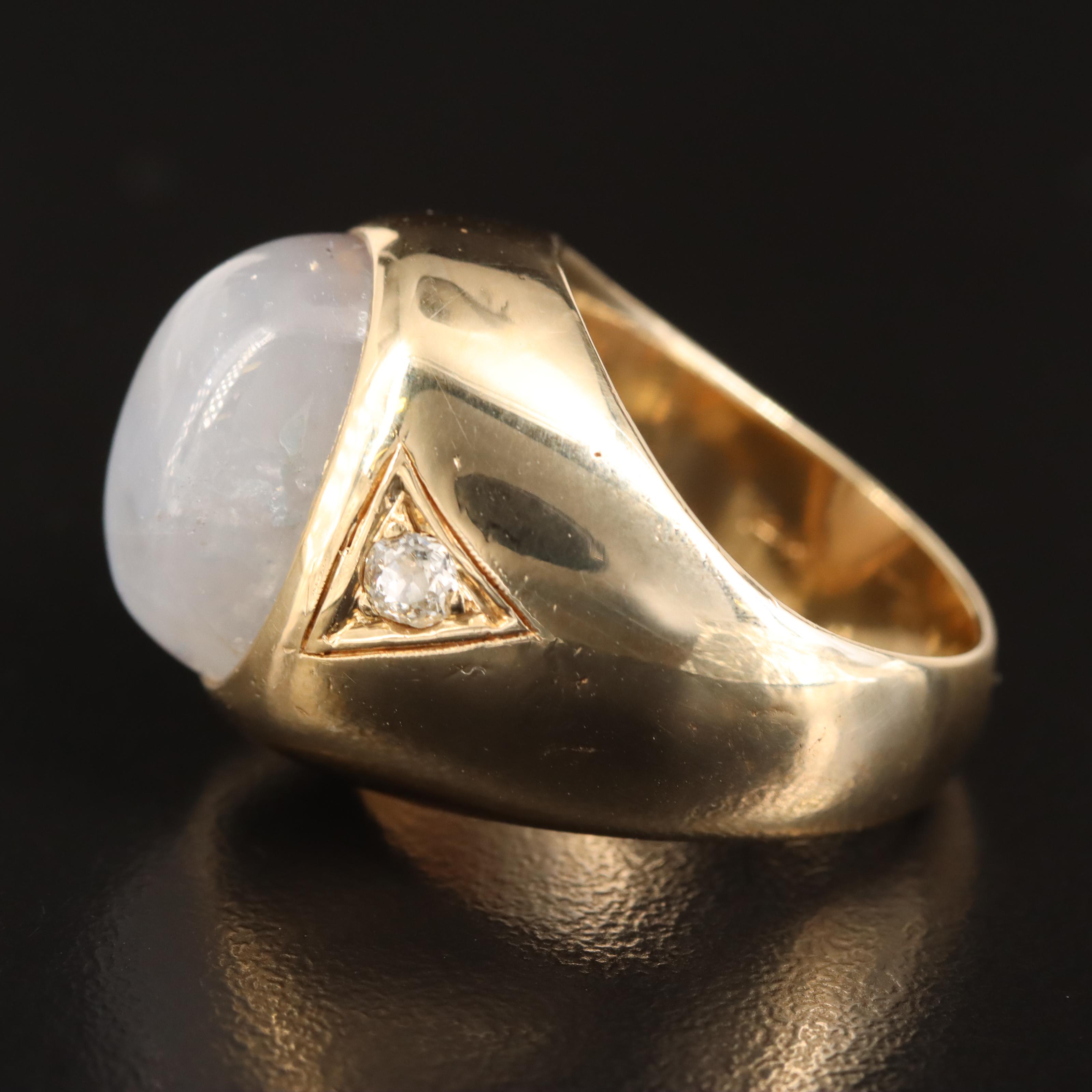 14K 26.23 CT Star Sapphire and Diamond Ring