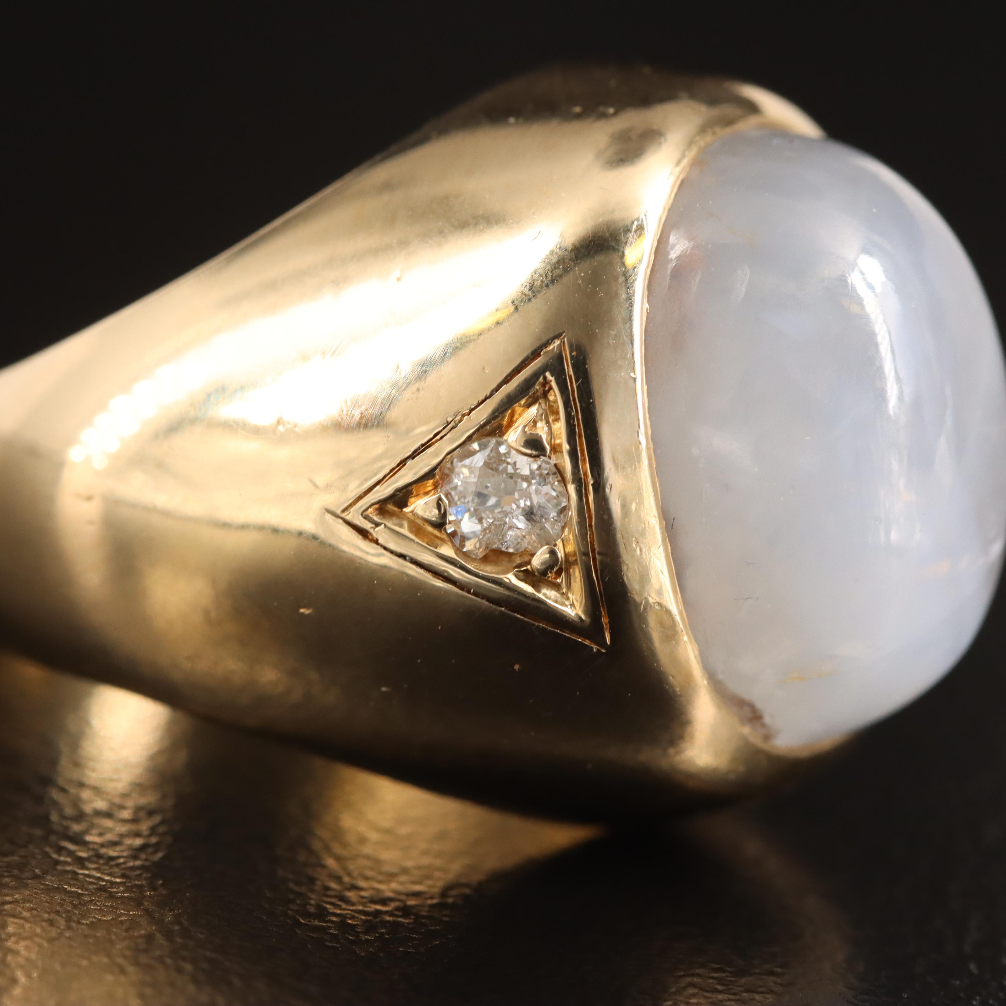 14K 26.23 CT Star Sapphire and Diamond Ring