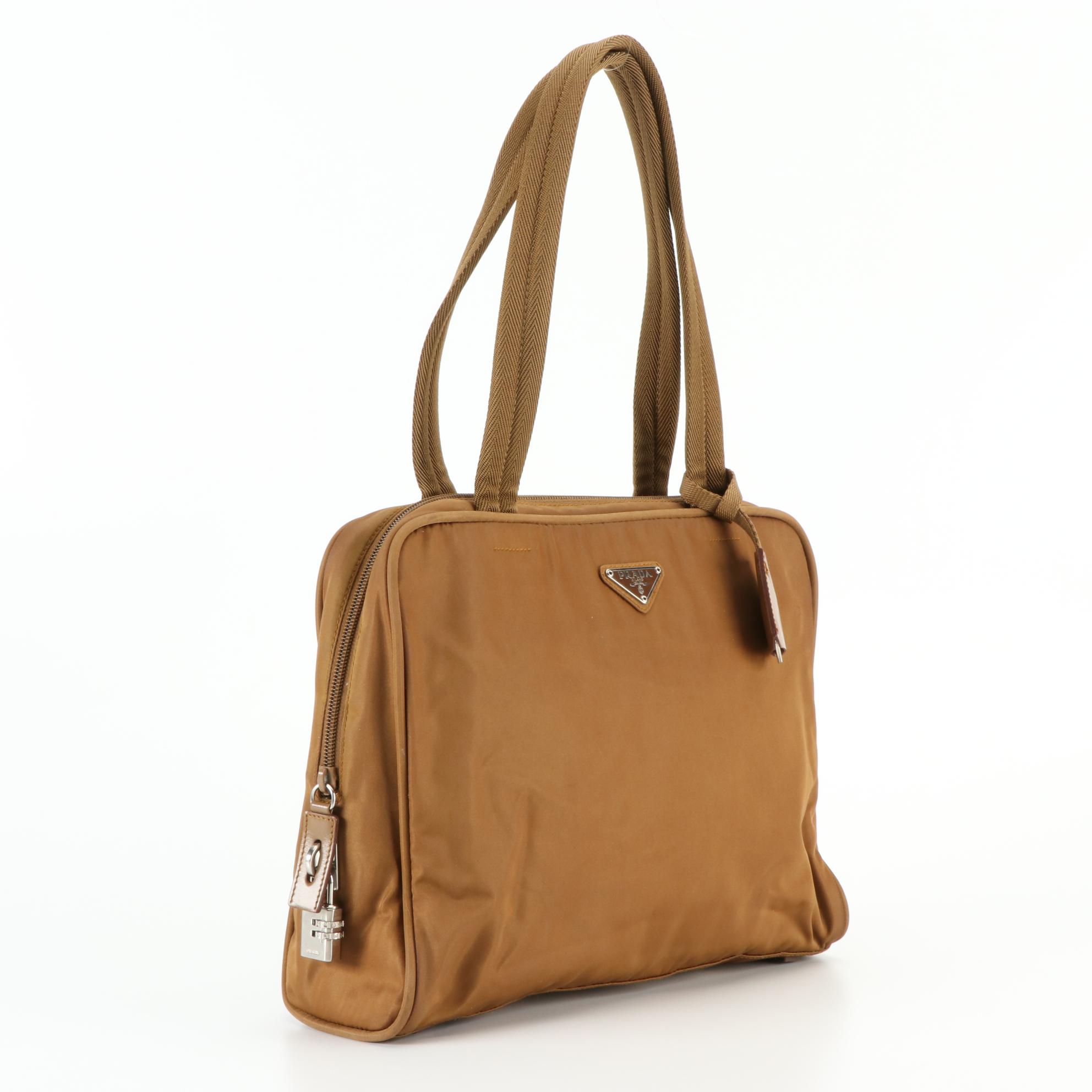 Prada Tessuto Shoulder Bag in Brown Nylon
