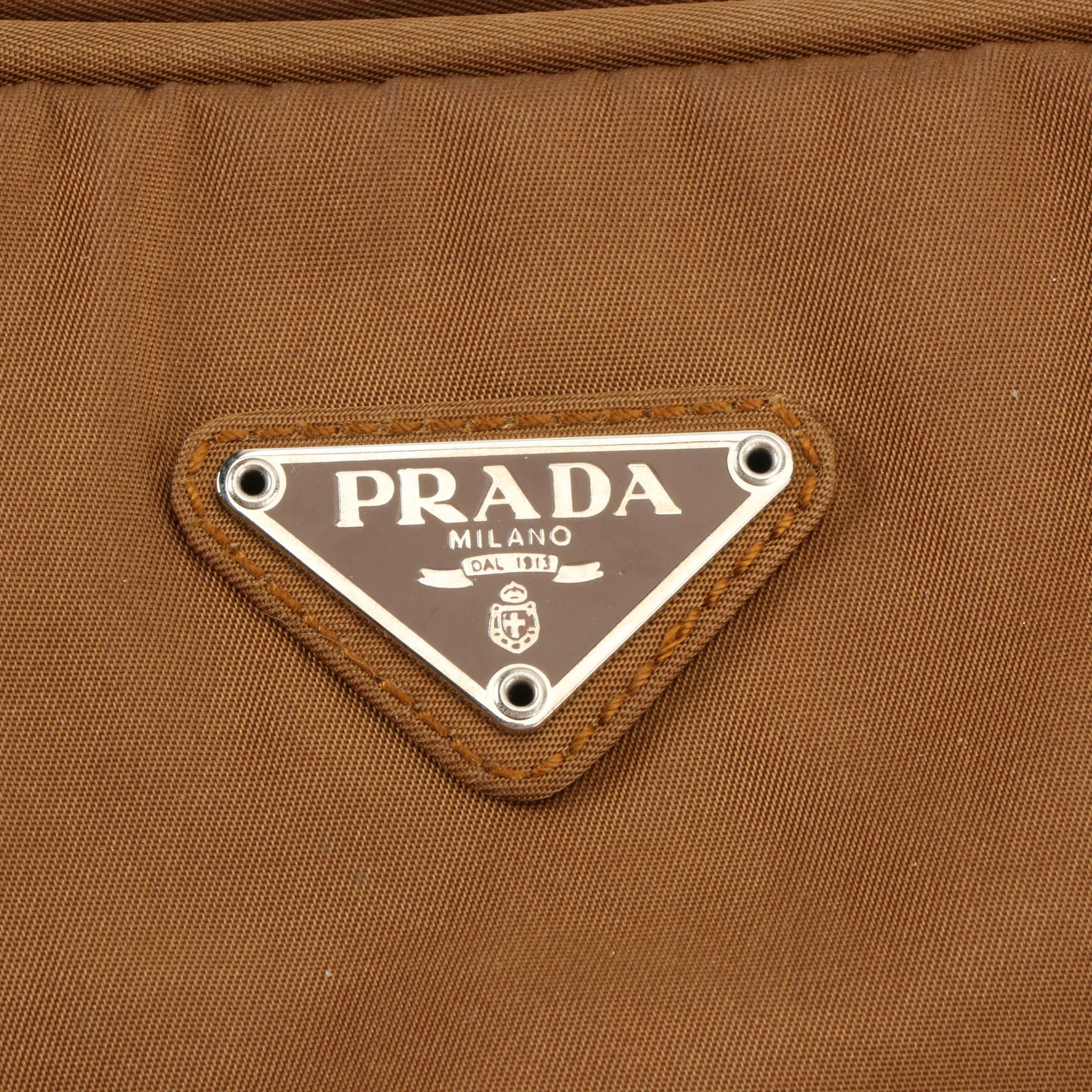 Prada Tessuto Shoulder Bag in Brown Nylon